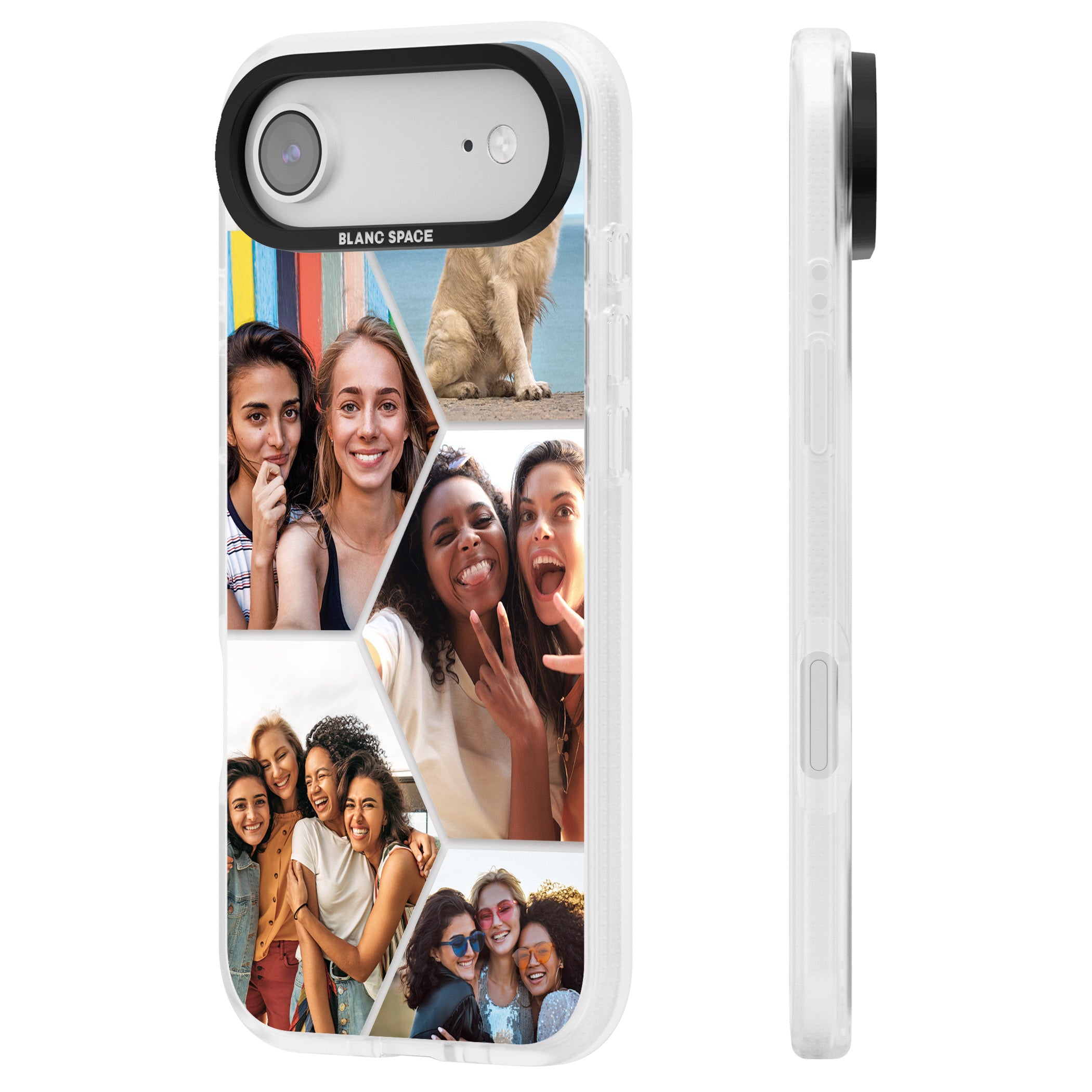 Personalised Beehive Photo Grid iPhone 17 Air Impact Air Clear Phone Case Side Profile