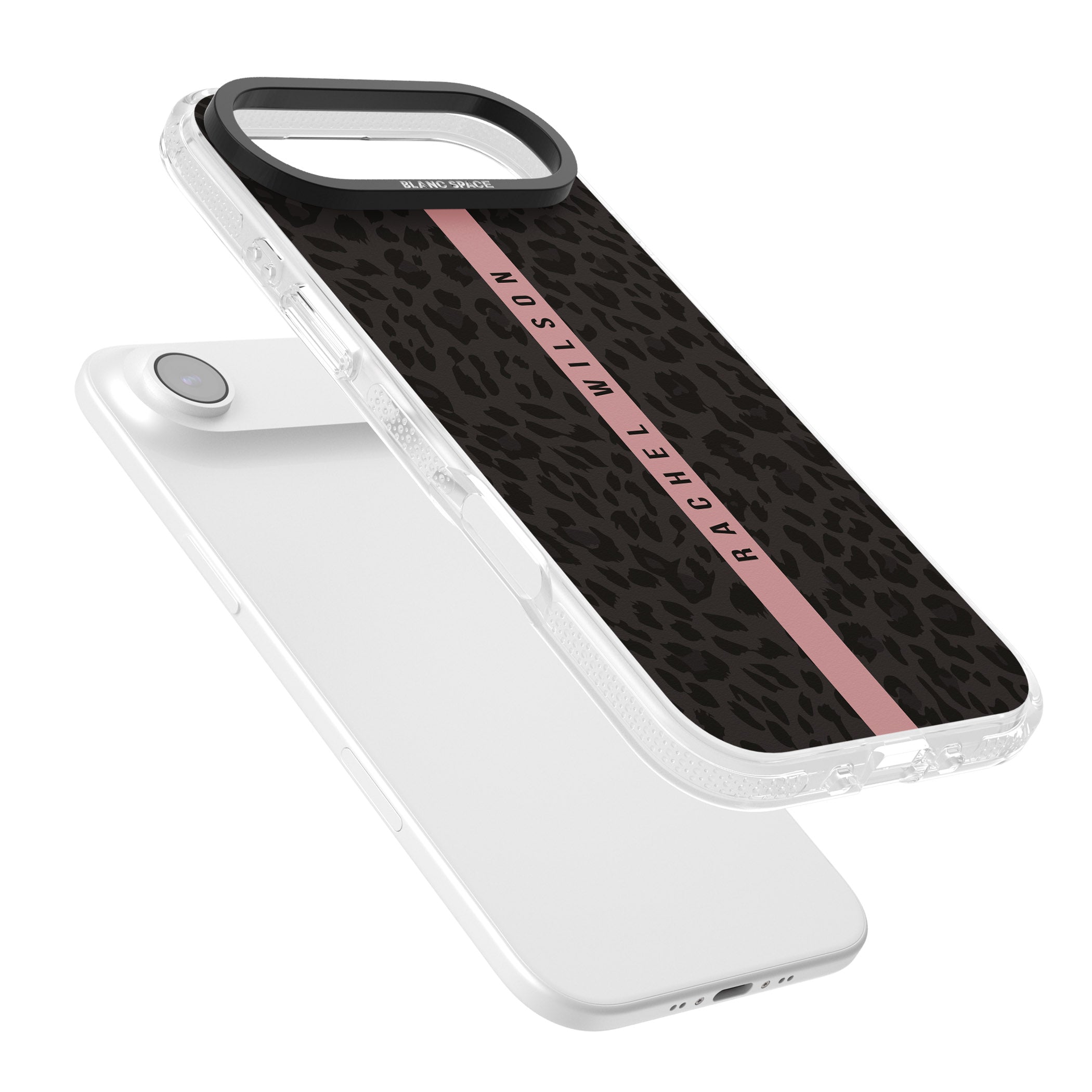 Personalised Pink Stripe Leopard iPhone 17 Air Impact Air Clear Phone Case Colours