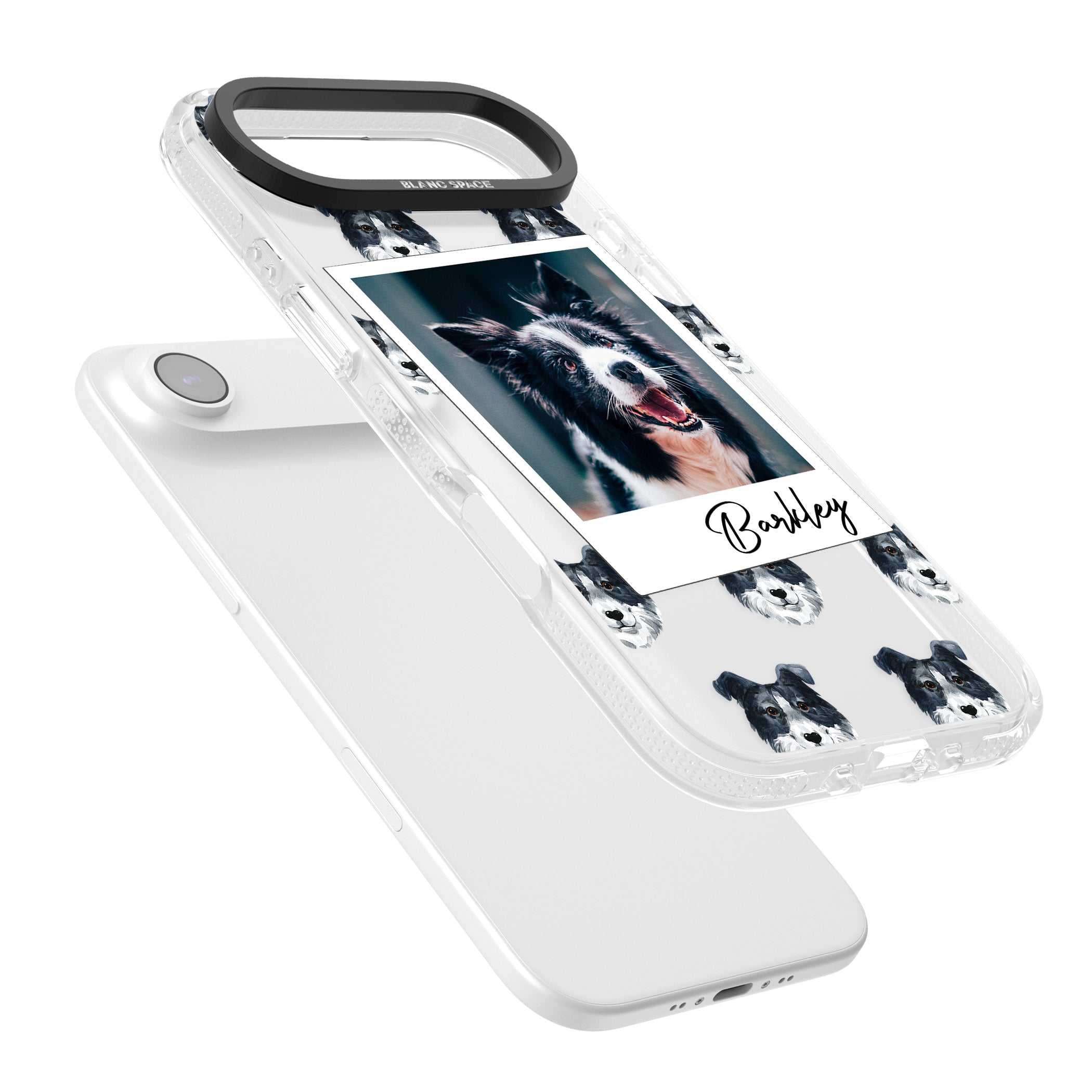 Personalised Border Collie Instant Camera Photo iPhone 17 Air Impact Air Clear Phone Case Colours
