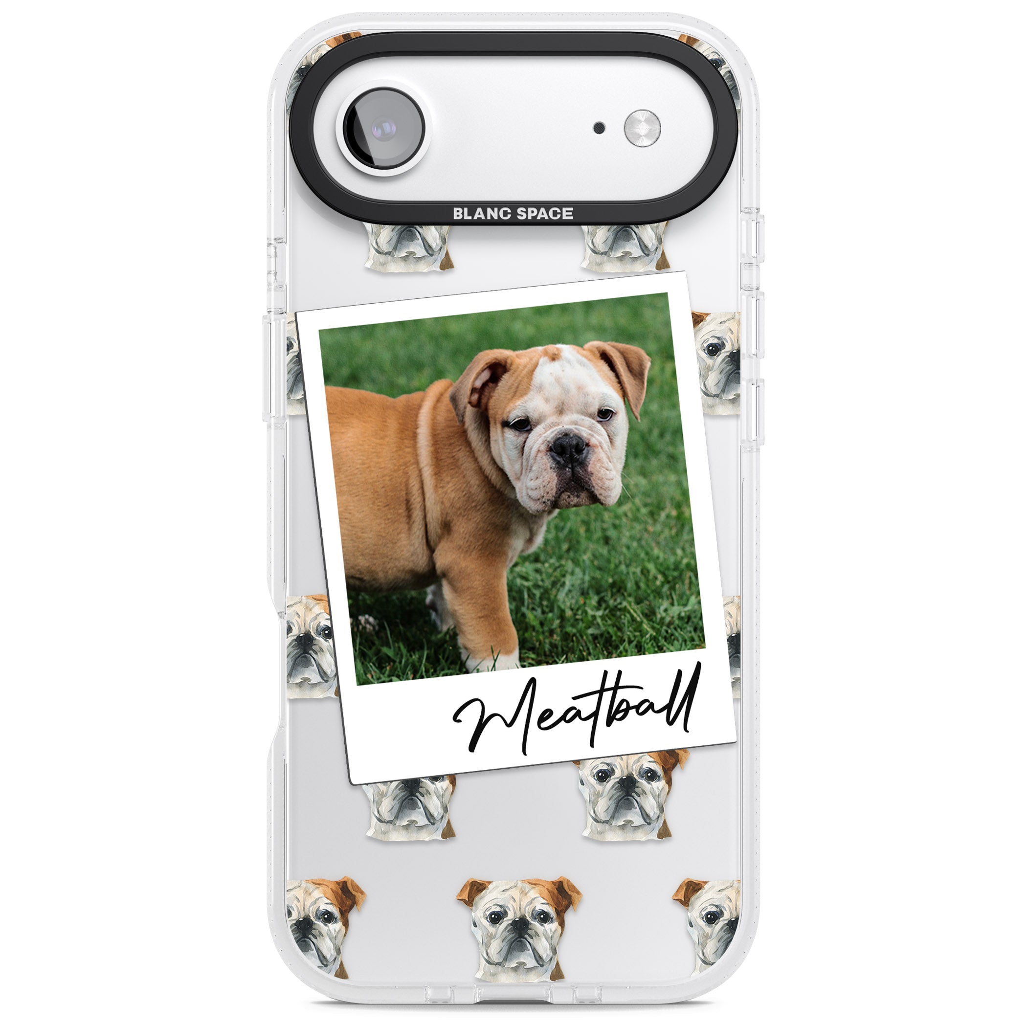 Personalised English Bulldog Instant Camera Photo iPhone 17 Air Impact Air Clear Phone Case