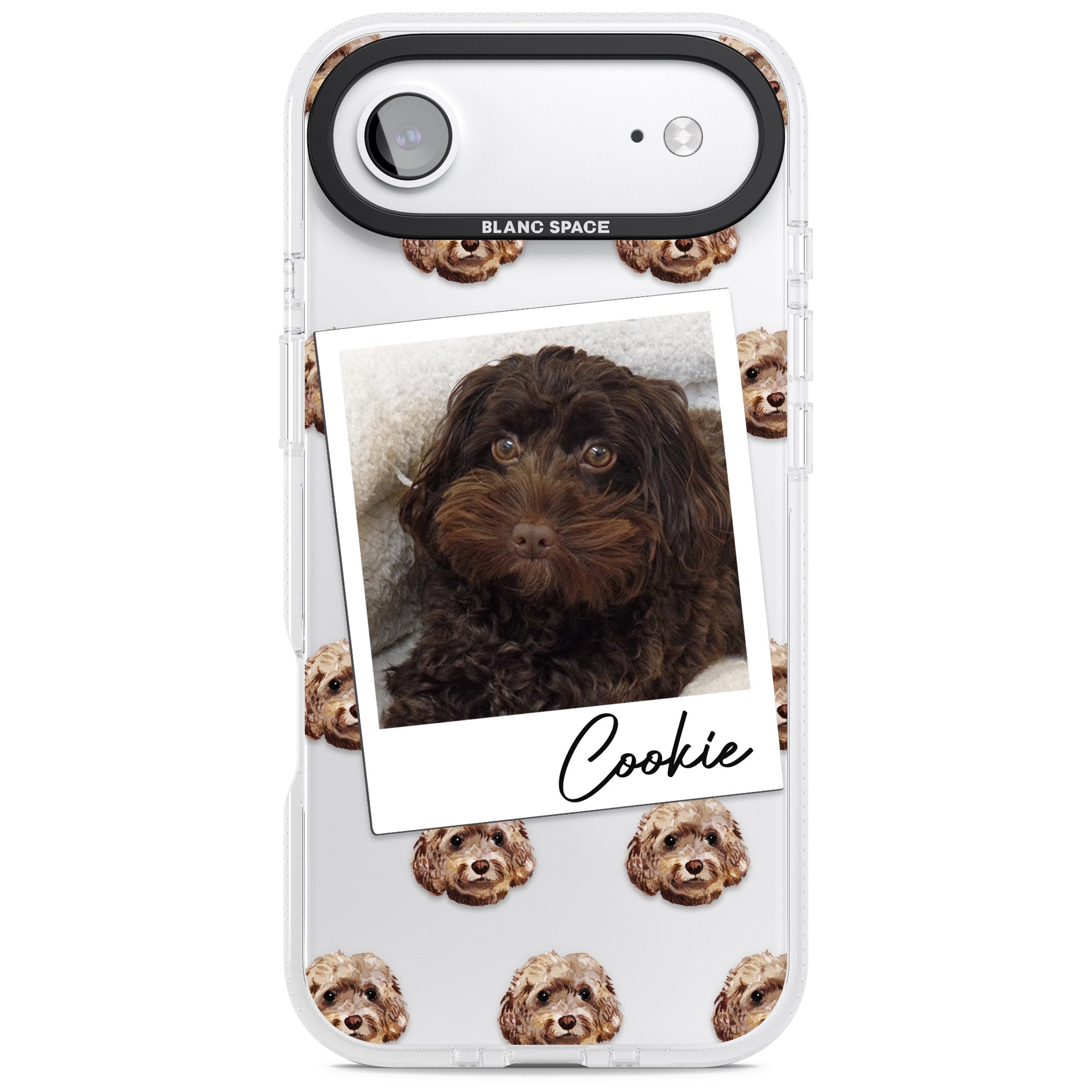 Personalised Brown Cockapoo Instant Camera Photo iPhone 17 Air Impact Air Clear Phone Case