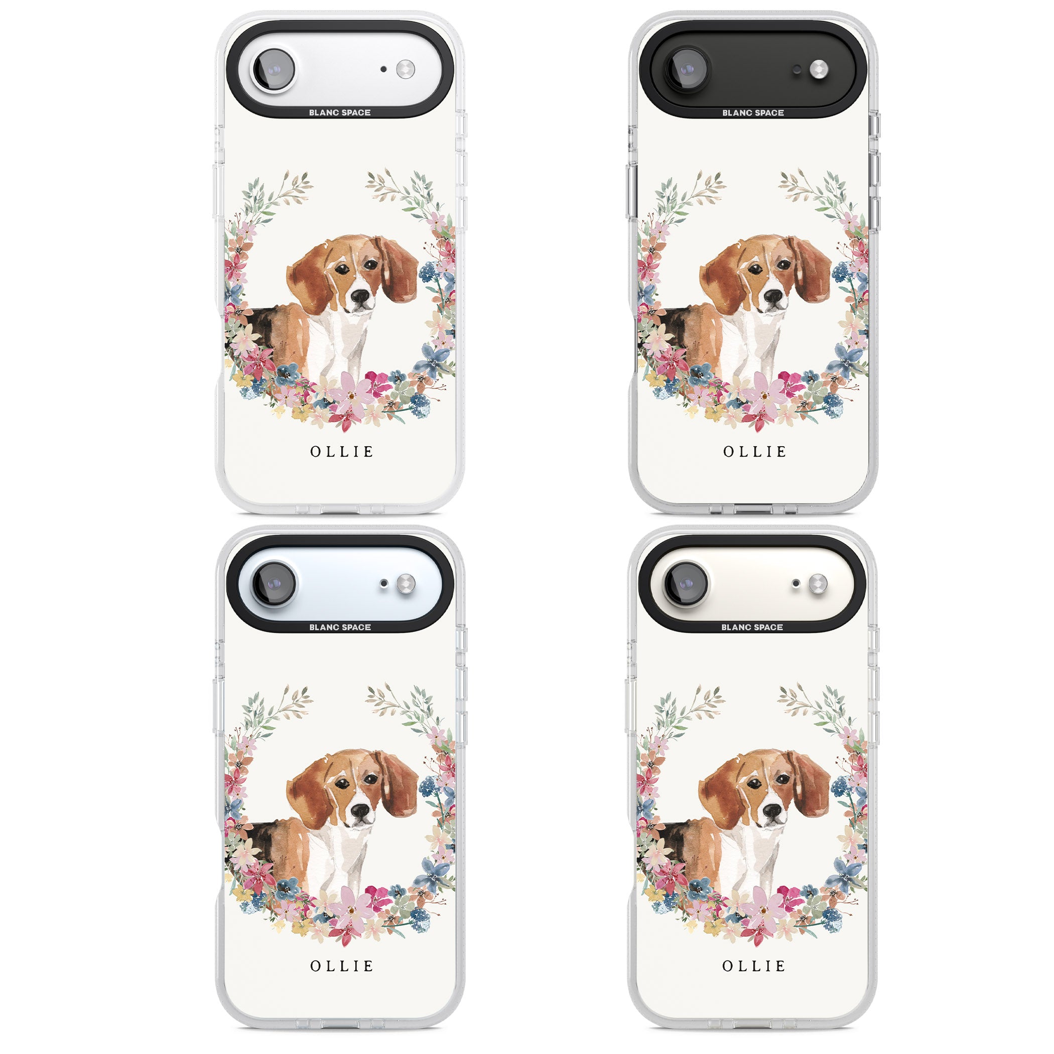 Personalised Beagle Floral Portrait iPhone 17 Air Impact Air Clear Phone Case APT Impact Protection