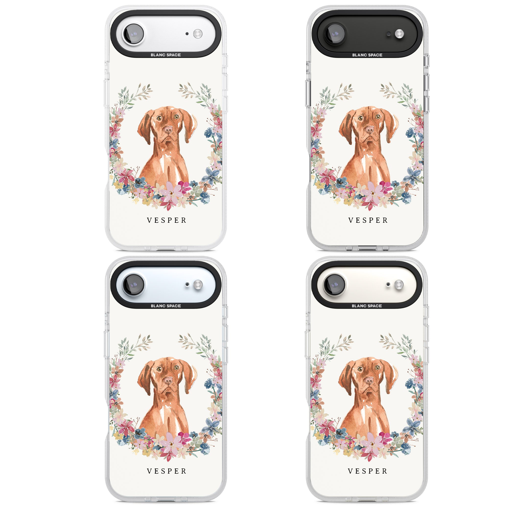 Personalised Hungarian Vizsla Floral Portrait iPhone 17 Air Impact Air Clear Phone Case APT Impact Protection