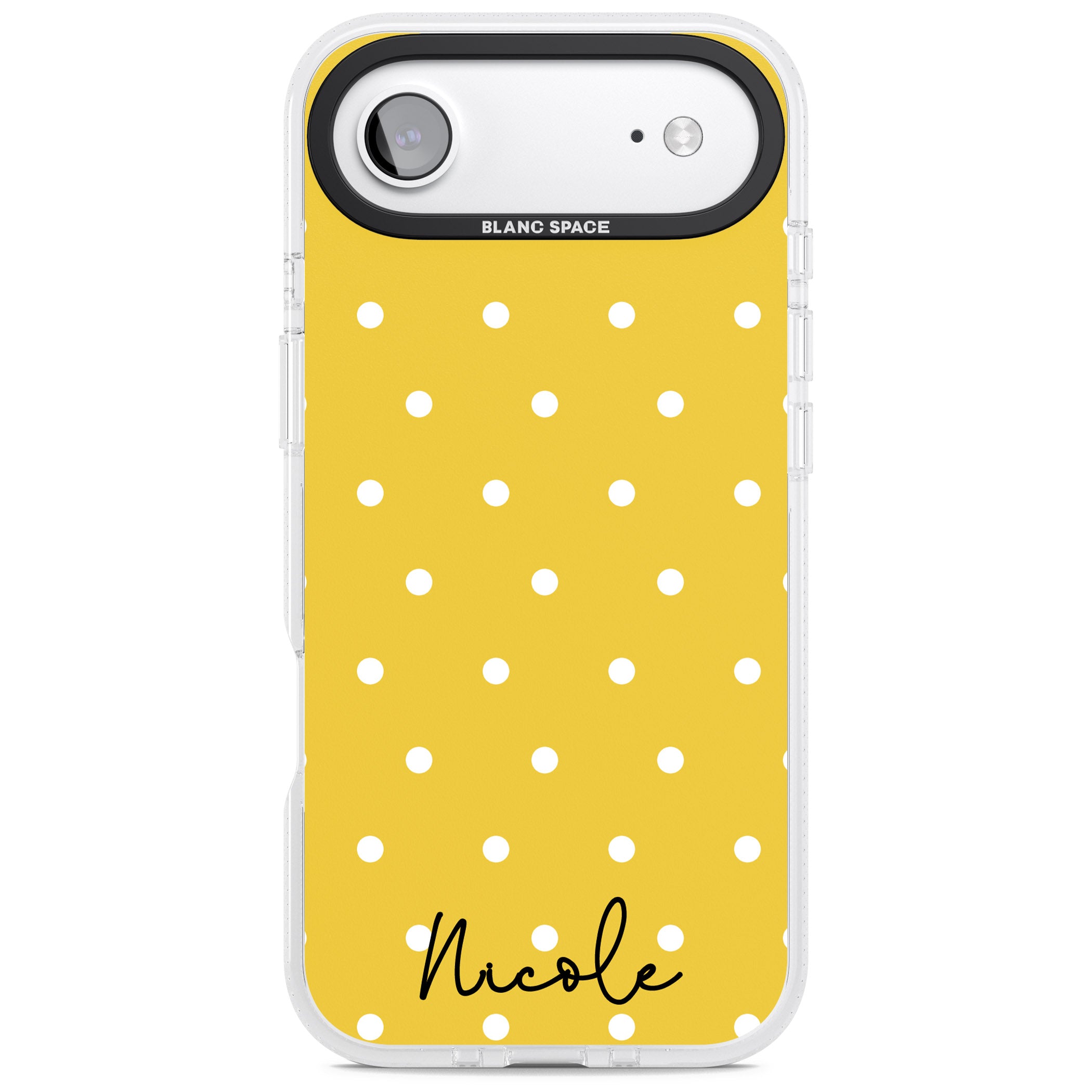 Personalised Yellow Polka Dot iPhone 17 Air Impact Air Clear Phone Case