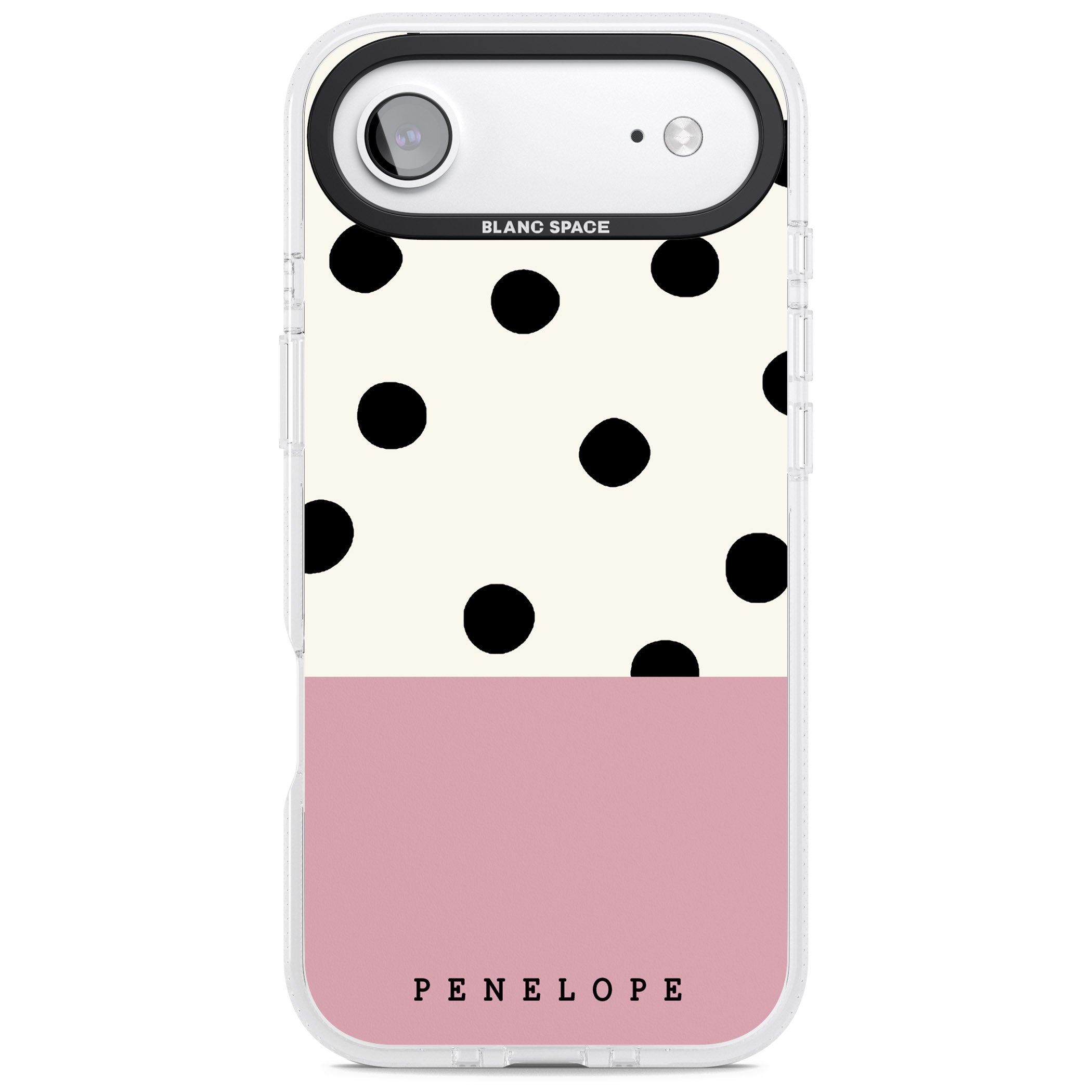 Personalised Pink Border Polka Dot iPhone 17 Air Impact Air Clear Phone Case