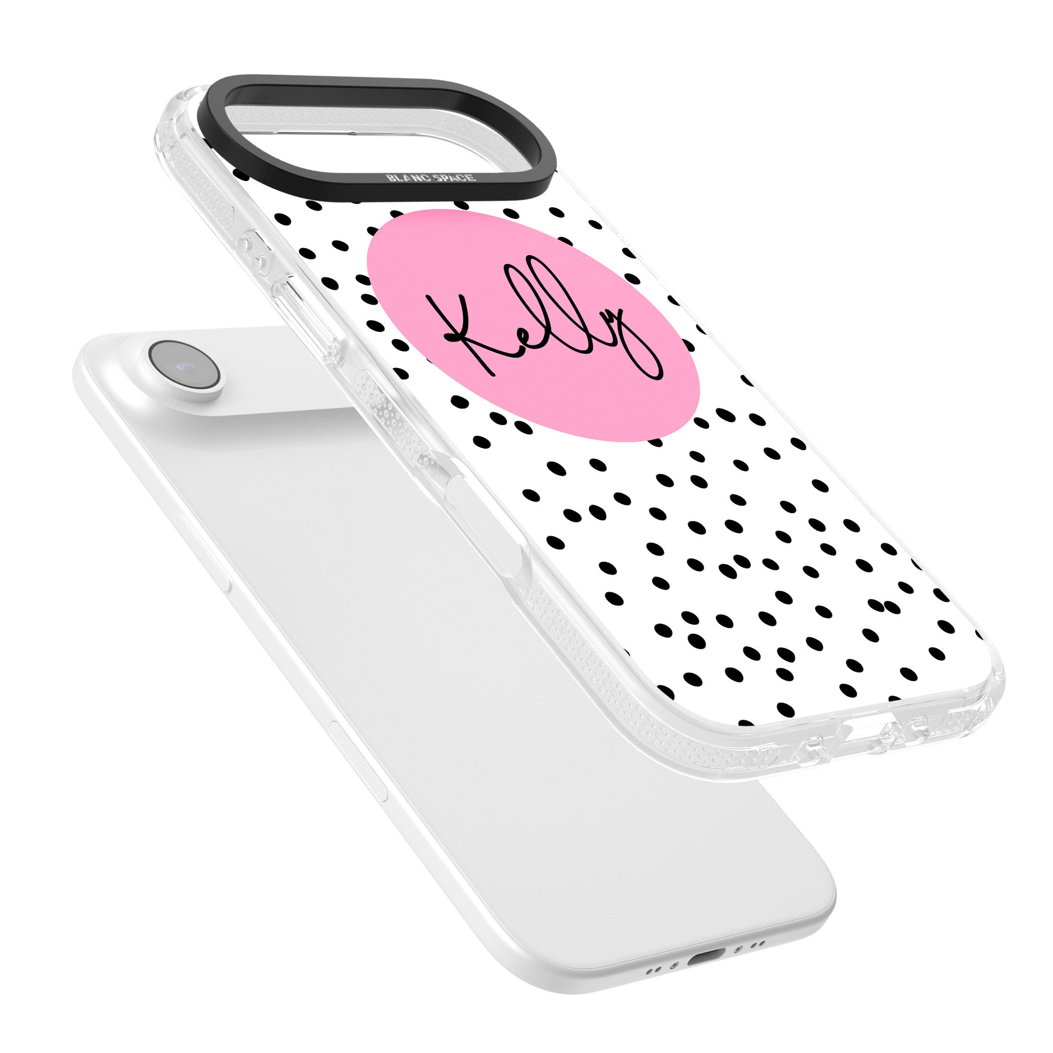 Personalised Pink Circle & Dots iPhone 17 Air Impact Air Clear Phone Case Colours