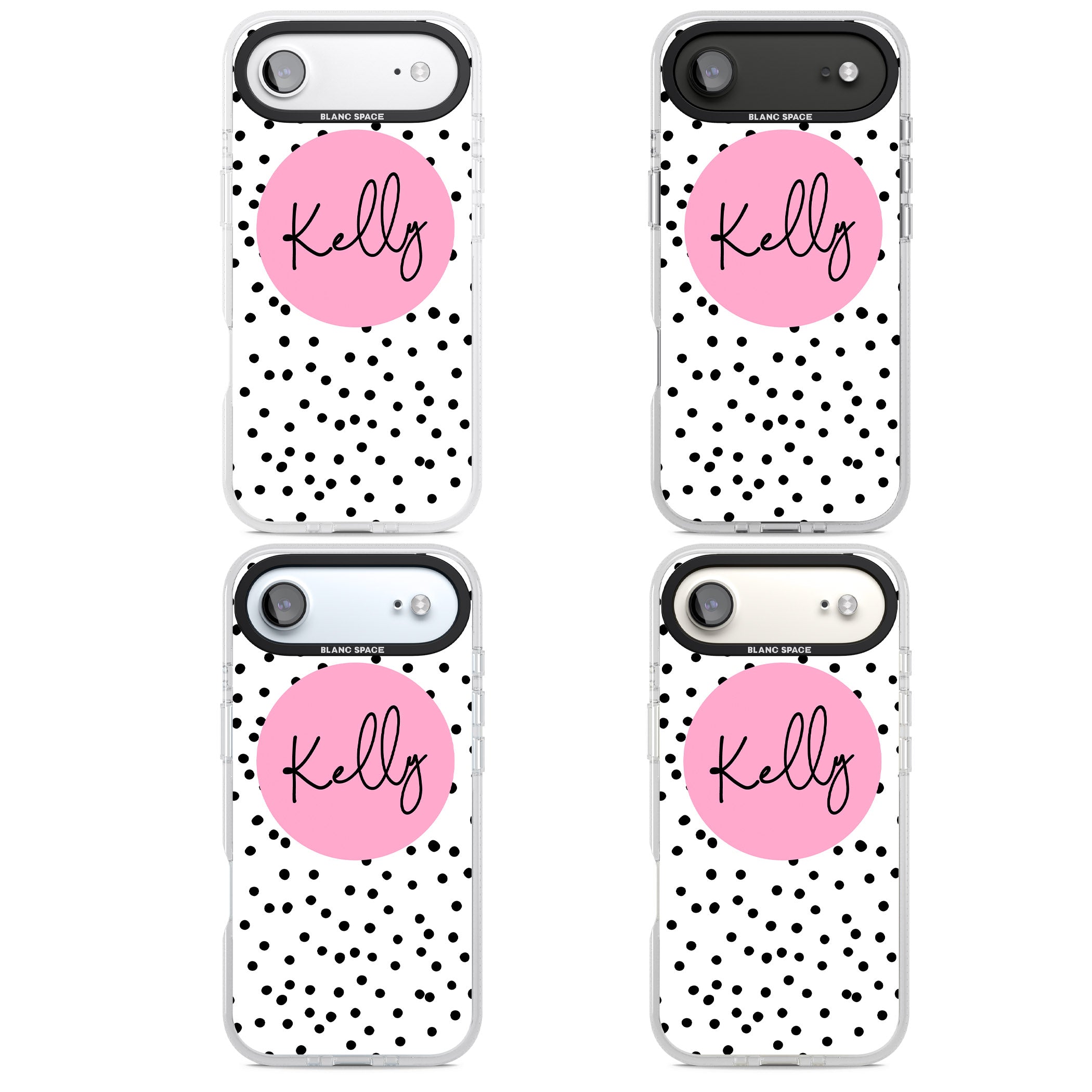 Personalised Pink Circle & Dots iPhone 17 Air Impact Air Clear Phone Case APT Impact Protection