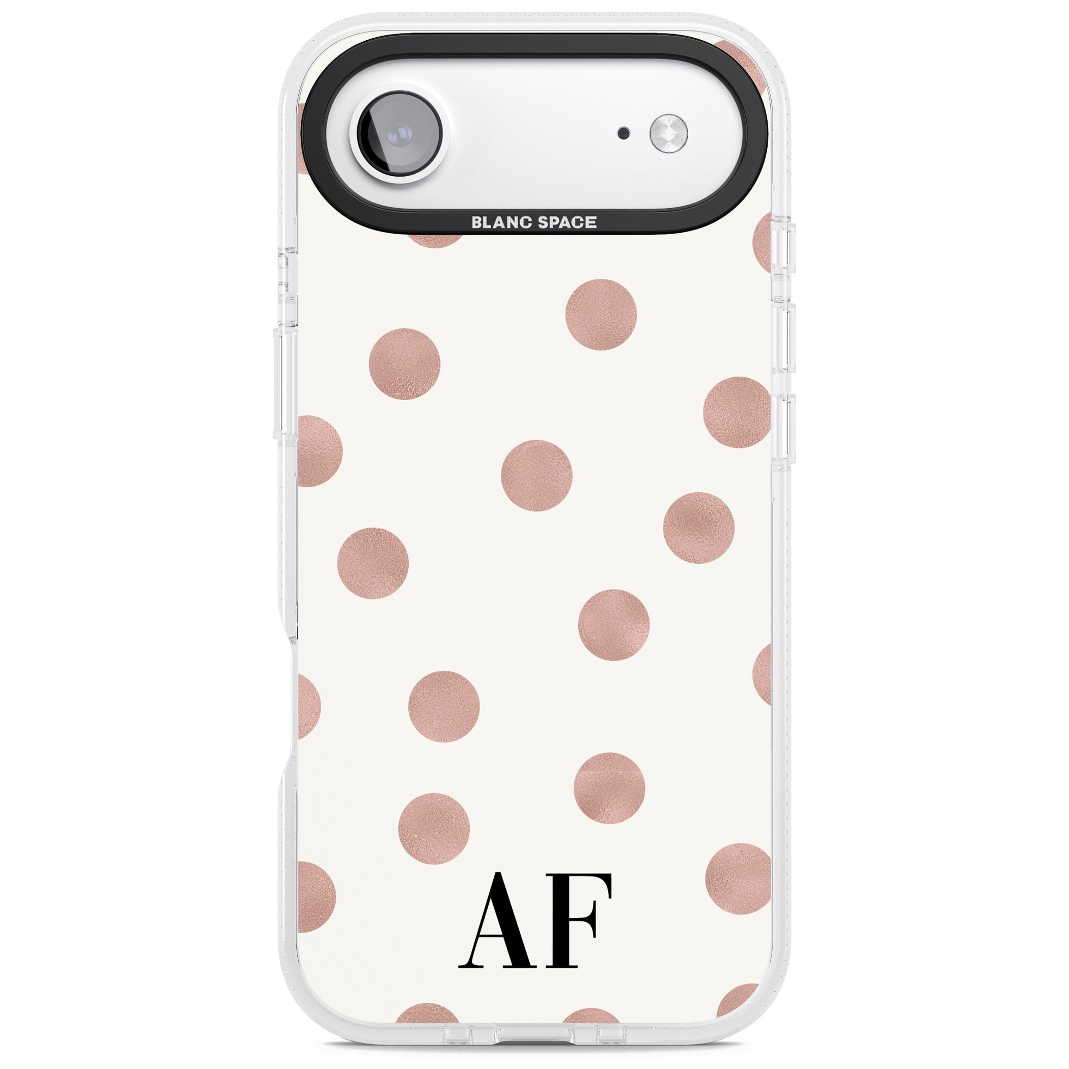 Personalised Rose Gold Dots & Initials iPhone 17 Air Impact Air Clear Phone Case