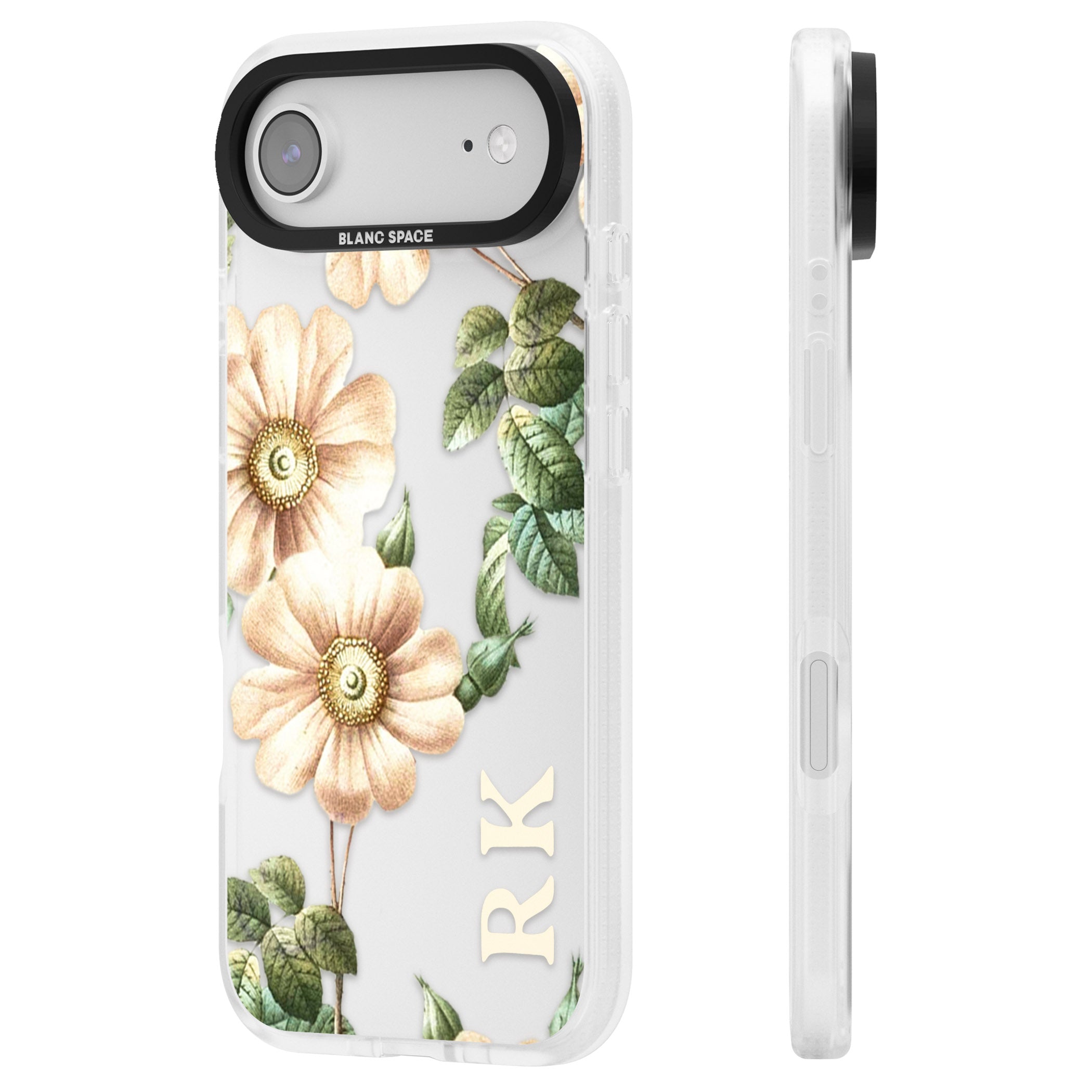 Personalised Vintage Floral Anemone iPhone 17 Air Impact Air Clear Phone Case Side Profile