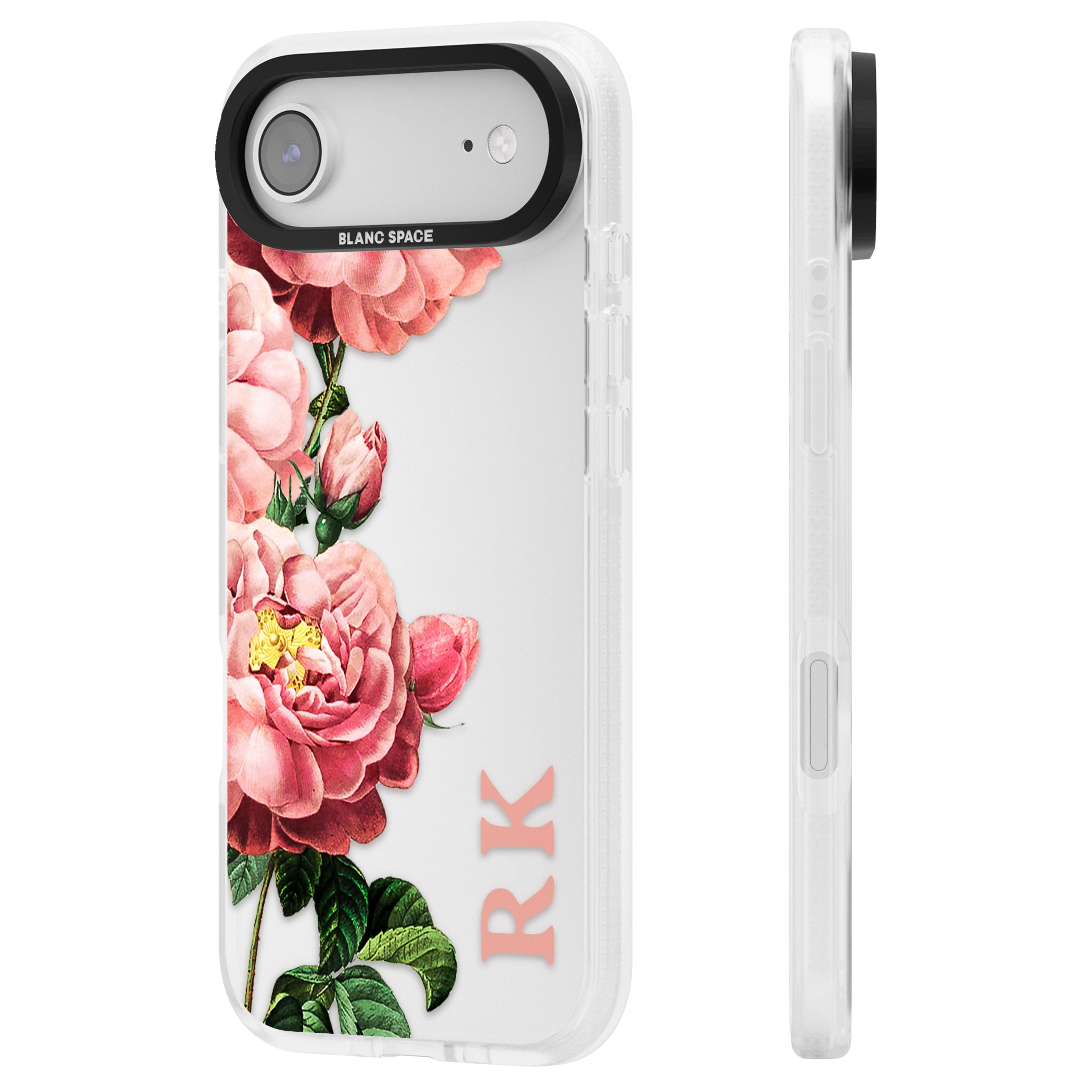 Personalised Vintage Floral Peonies iPhone 17 Air Impact Air Clear Phone Case Side Profile