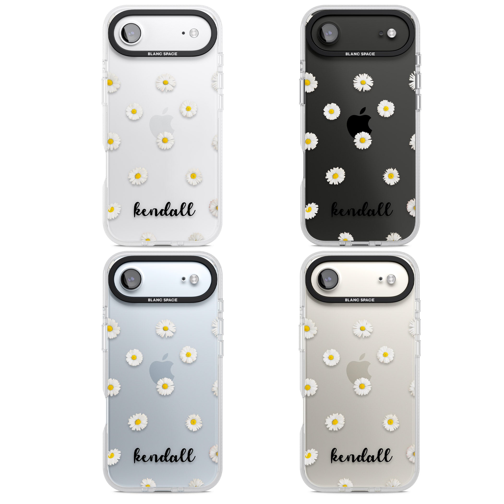 Personalised White Daisies & Cursive iPhone 17 Air Impact Air Clear Phone Case APT Impact Protection