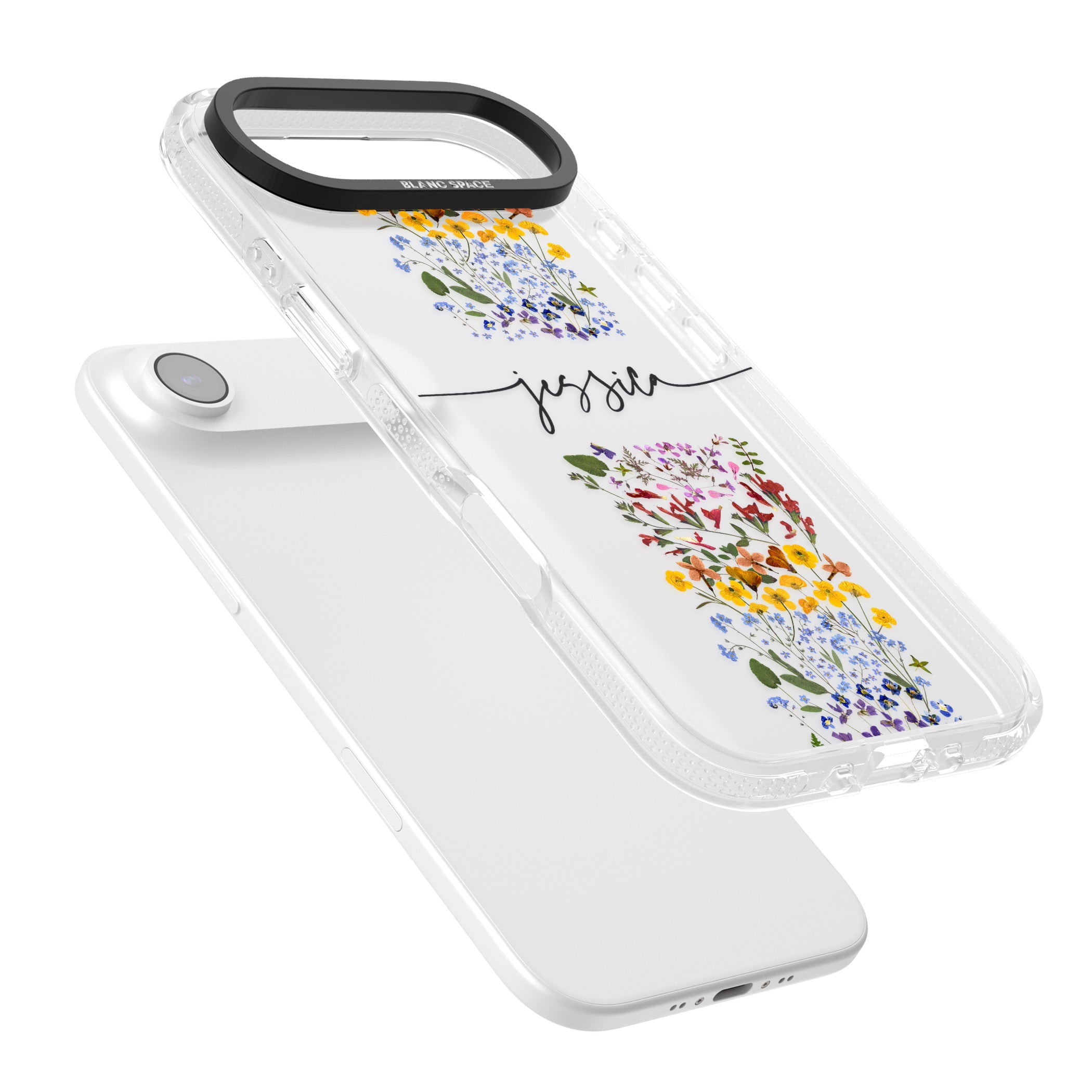 Personalised Wildflower Stripe iPhone 17 Air Impact Air Clear Phone Case Colours