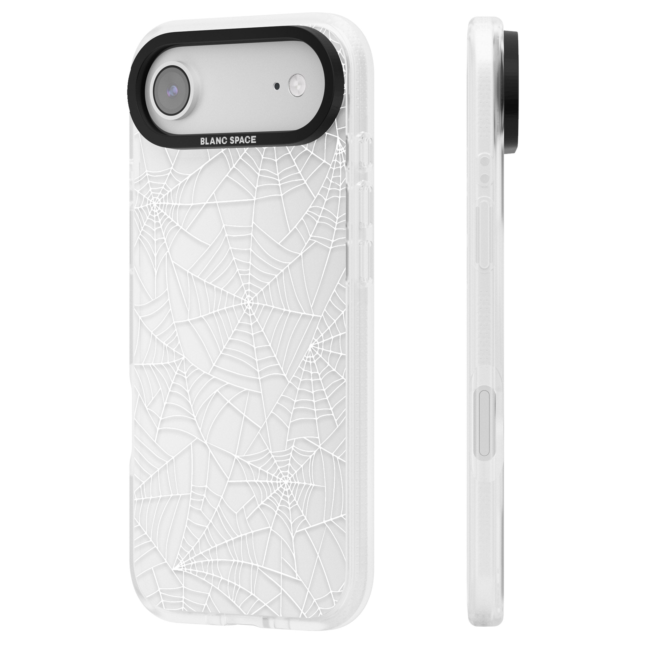 Personalised Spider Webs iPhone 17 Air Impact Air Clear Phone Case Side Profile