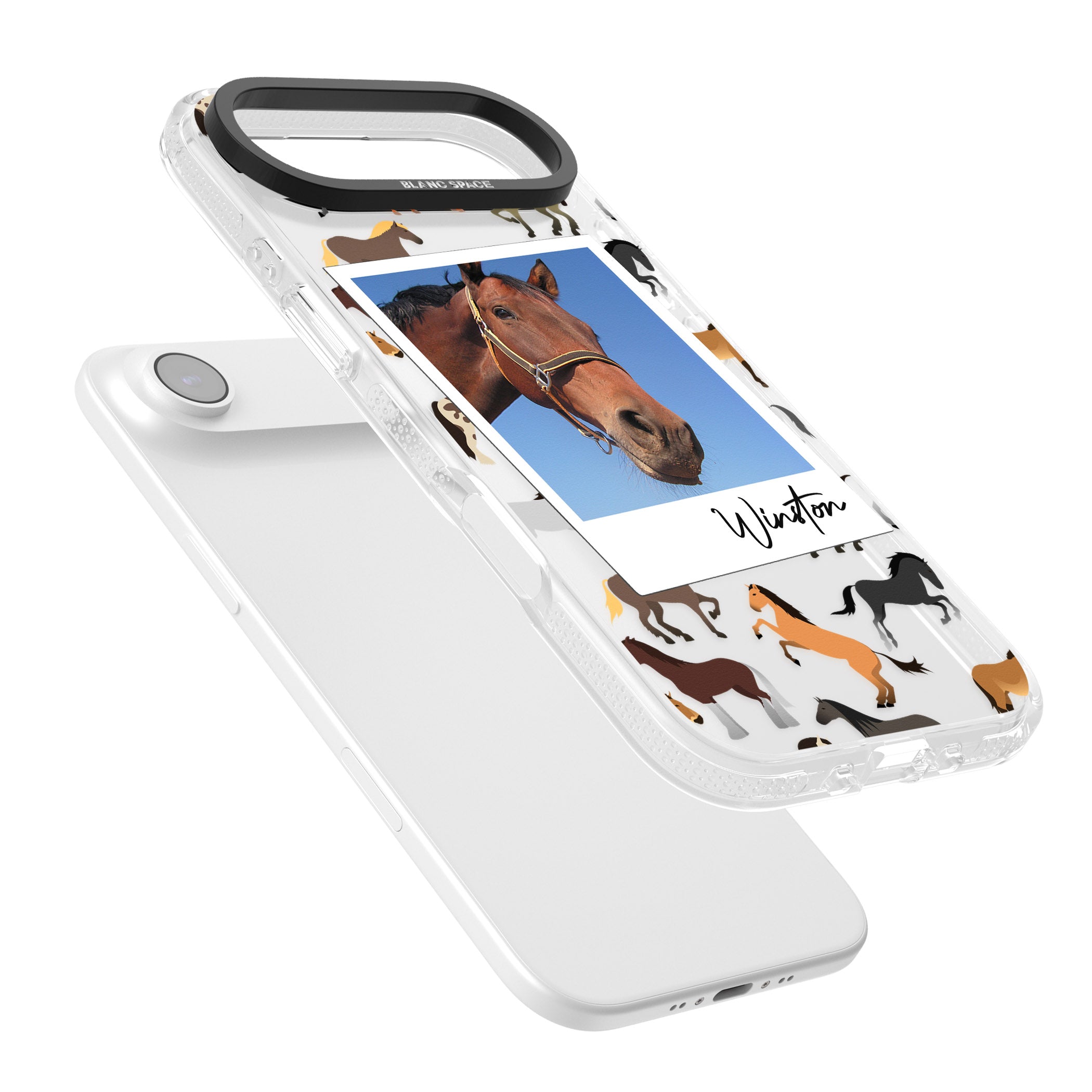 Personalised Horse Polaroid iPhone 17 Air Impact Air Clear Phone Case Colours
