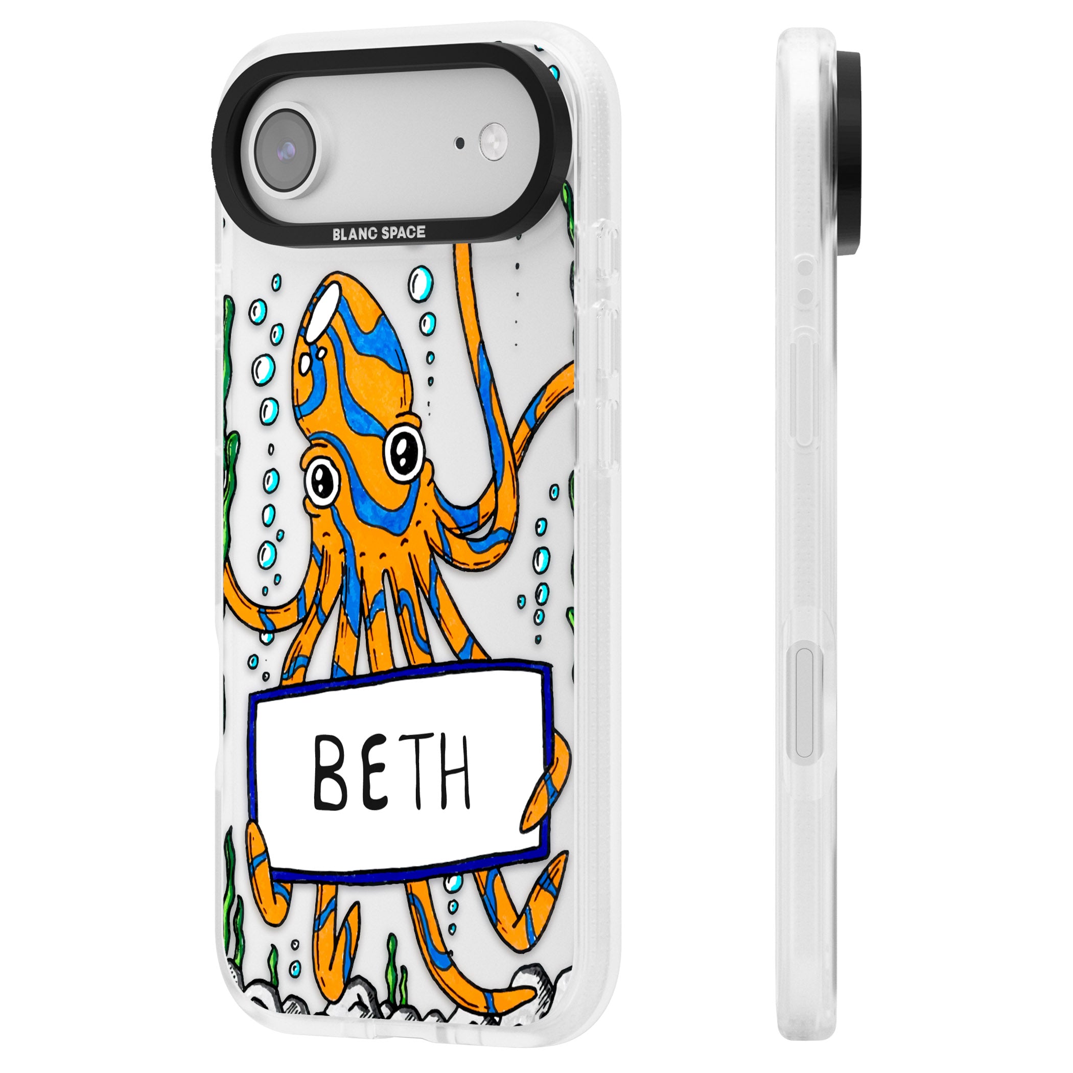 Personalised Octo iPhone 17 Air Impact Air Clear Phone Case Side Profile