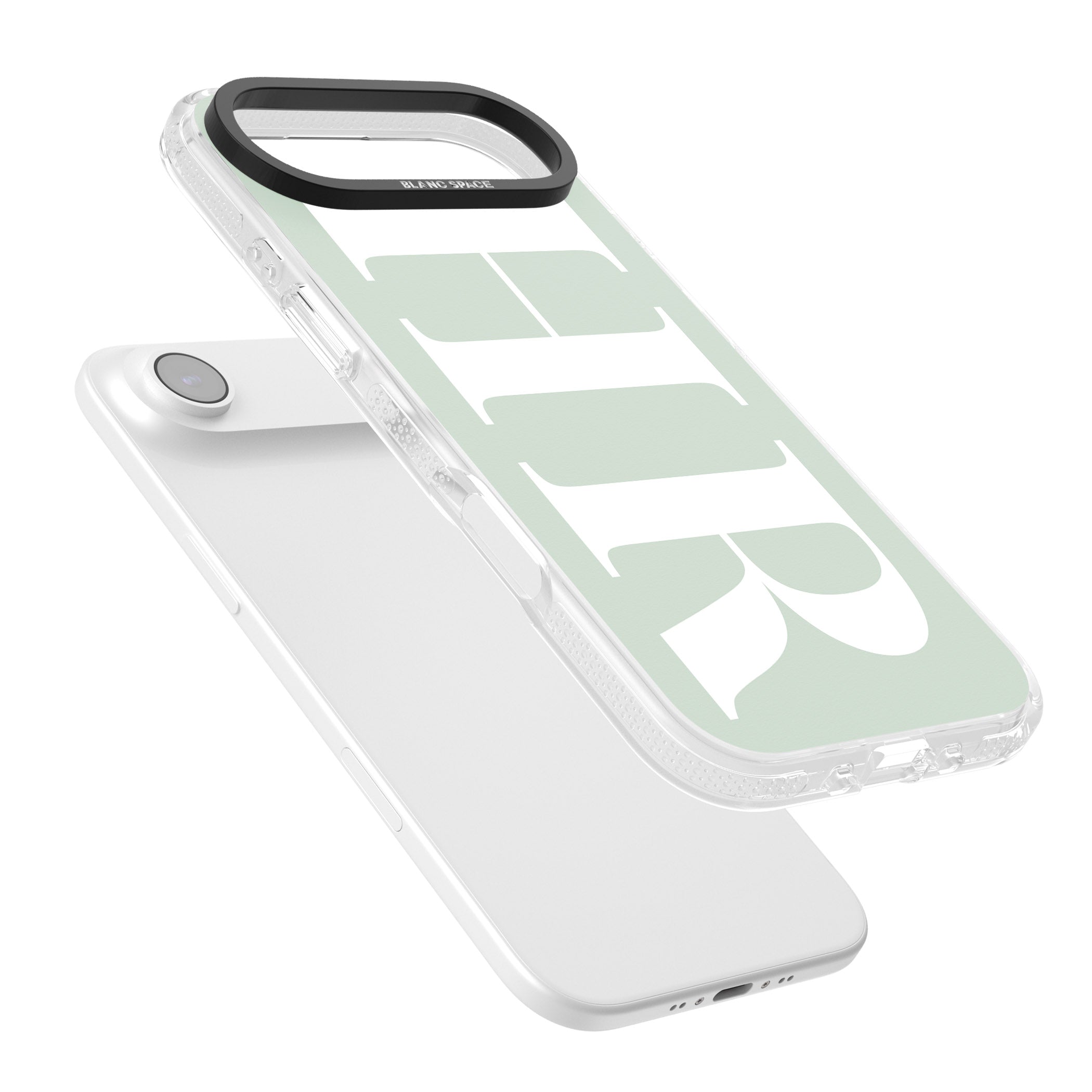 Personalised White & Seafoam Green Letters iPhone 17 Air Impact Air Clear Phone Case Colours