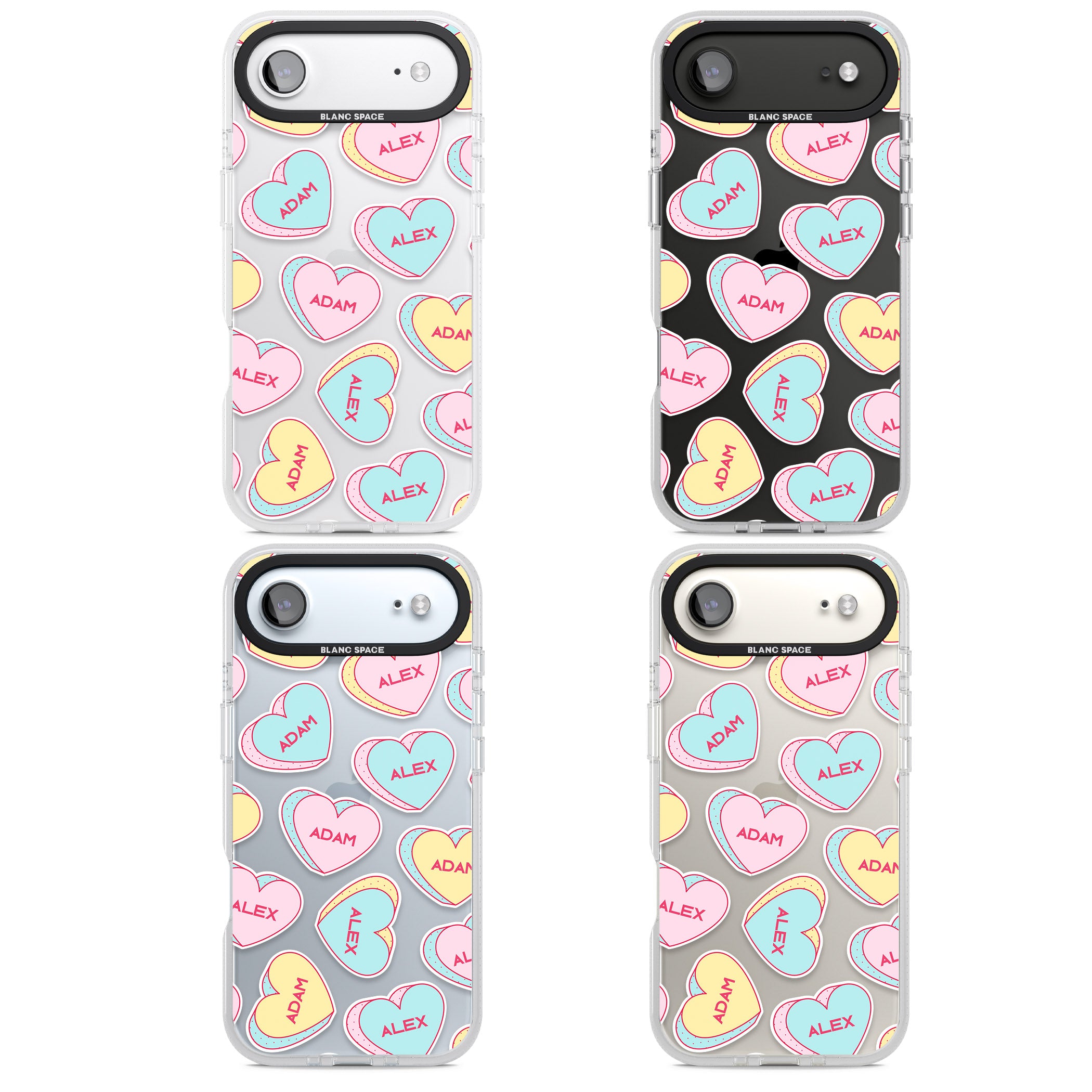 Personalised Love Hearts iPhone 17 Air Impact Air Clear Phone Case APT Impact Protection