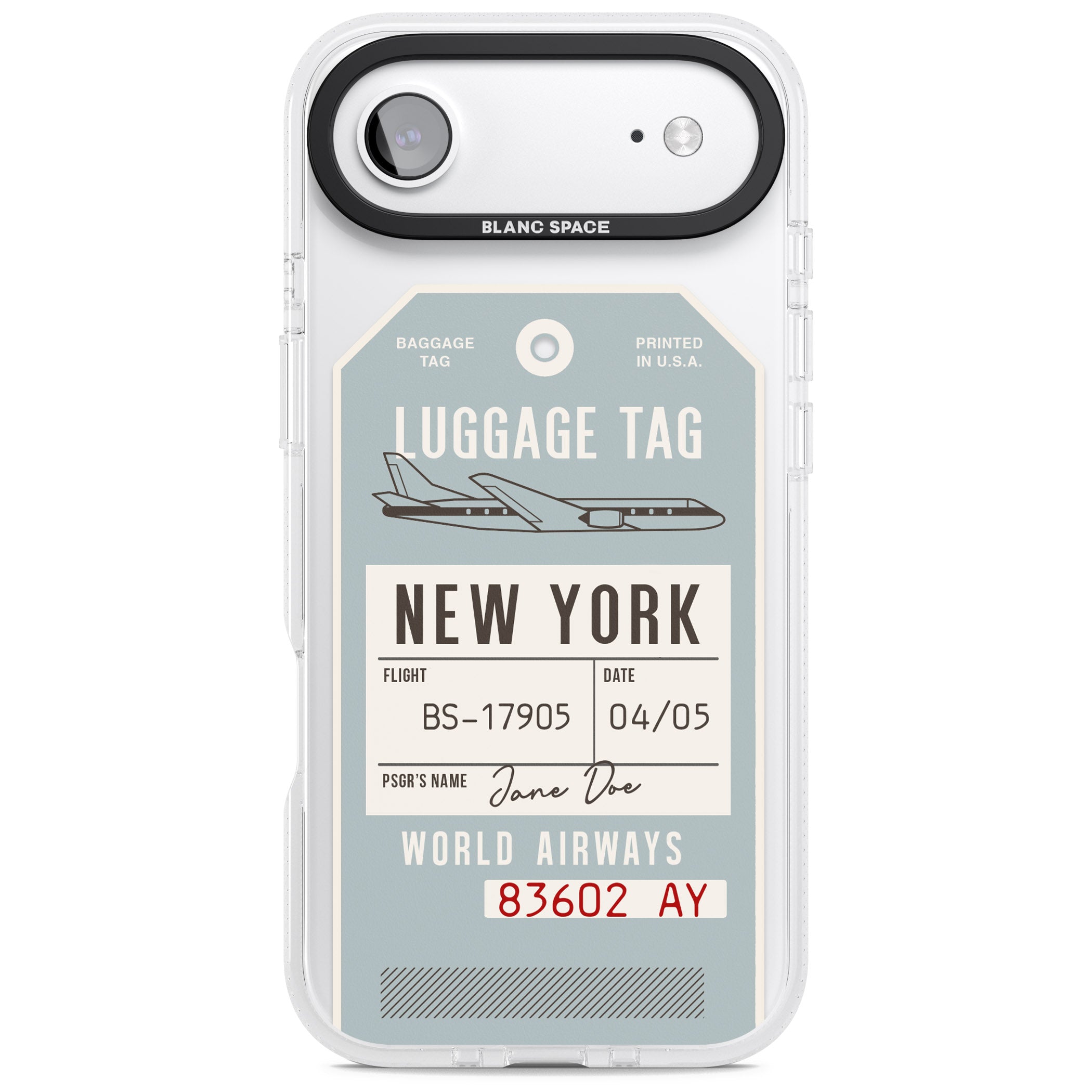 Personalised Vintage Usa Luggage Tag iPhone 17 Air Impact Air Clear Phone Case