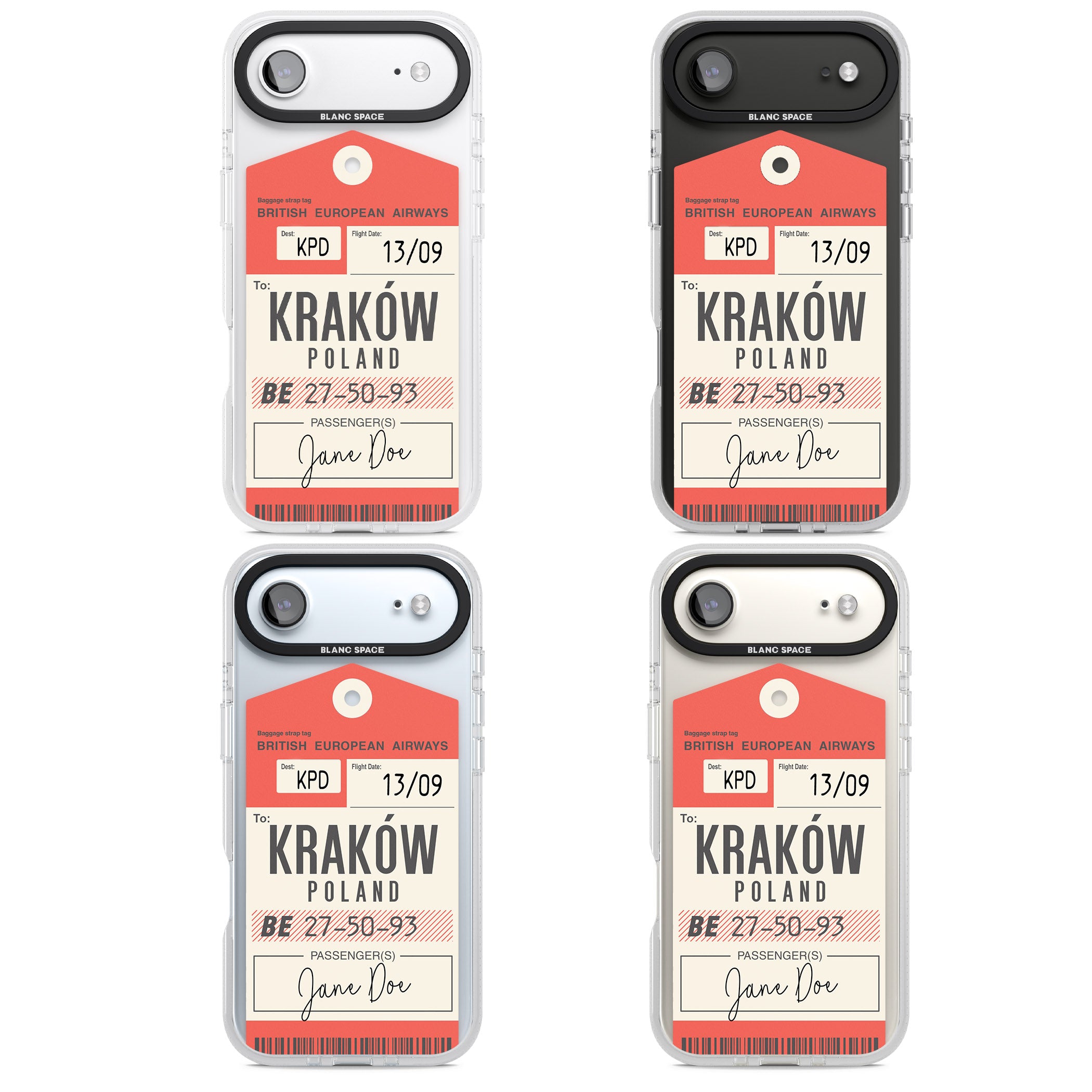 Personalised Vintage Bea Luggage Tag iPhone 17 Air Impact Air Clear Phone Case APT Impact Protection