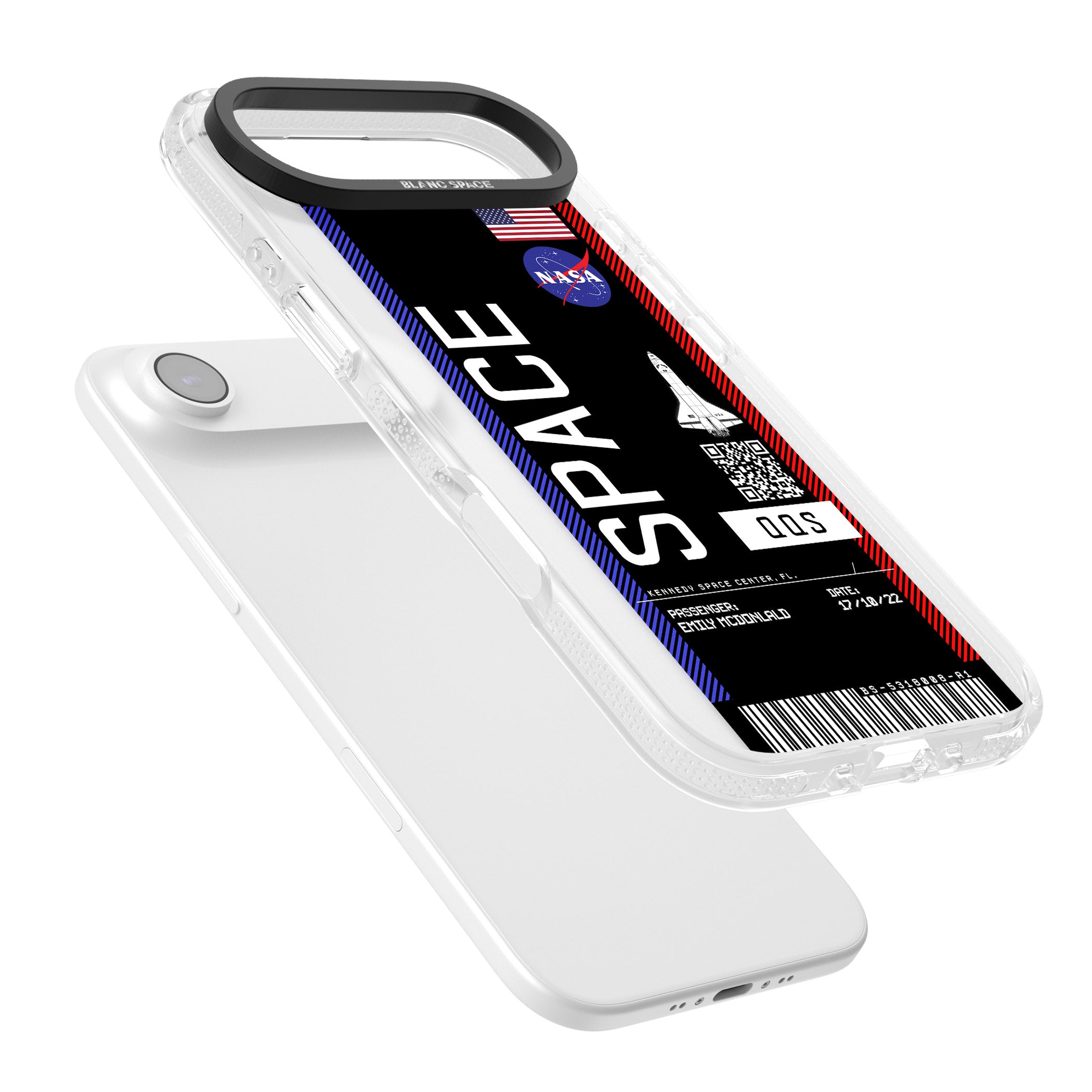 Personalised Nasa Boarding Pass (Dark) iPhone 17 Air Impact Air Clear Phone Case Colours