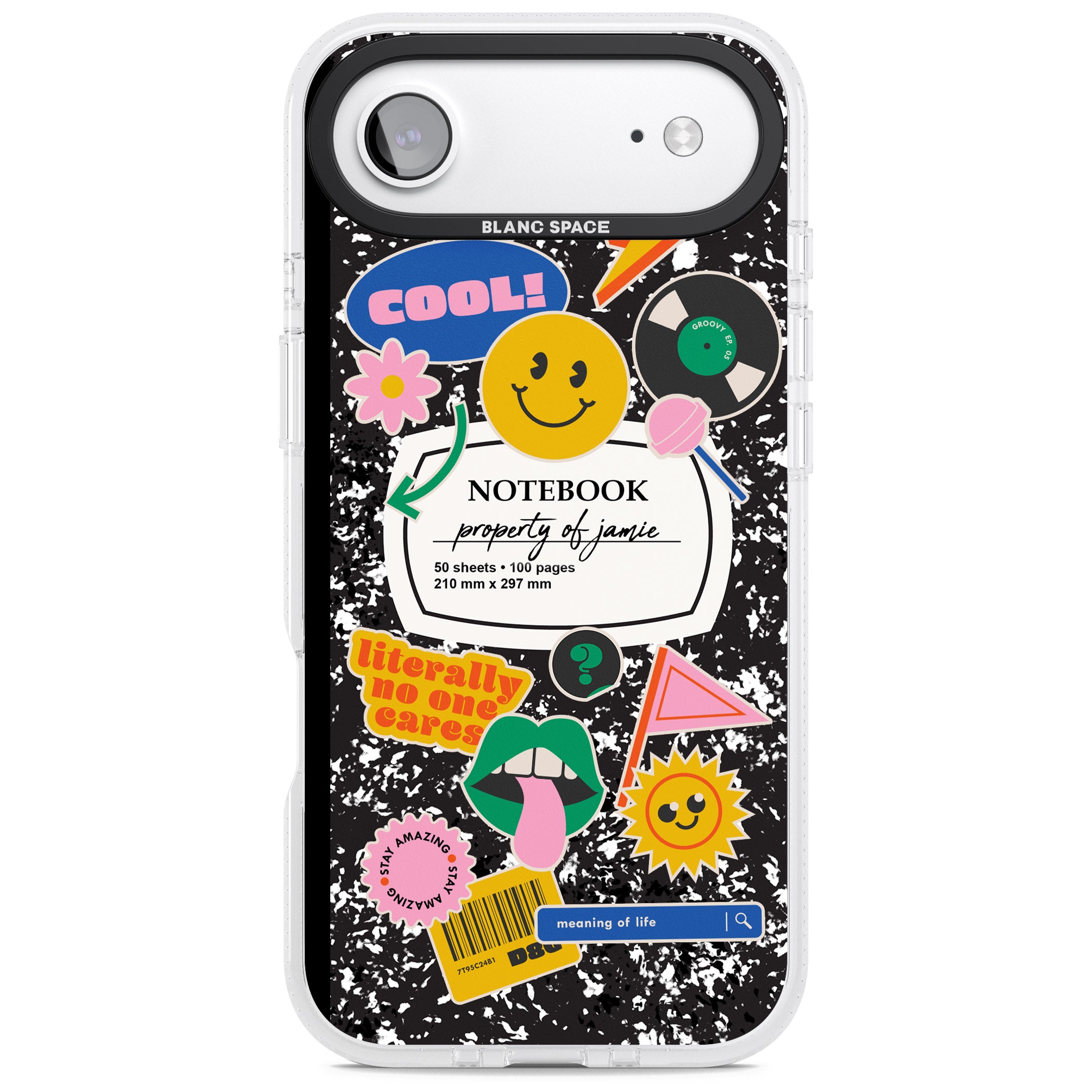 Personalised Quirky Notebook iPhone 17 Air Impact Air Clear Phone Case