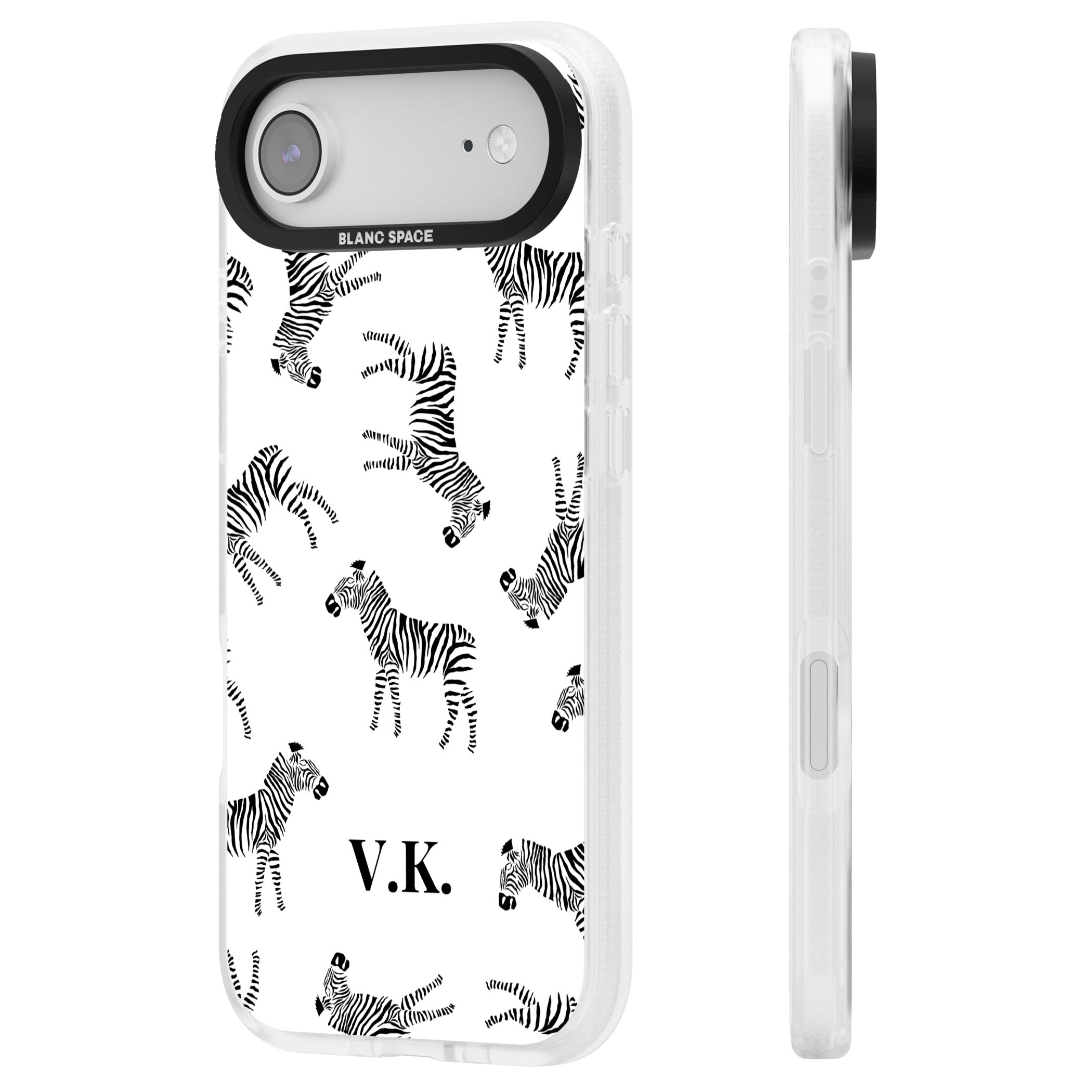 Personalised Zebra Pattern iPhone 17 Air Impact Air Clear Phone Case Side Profile