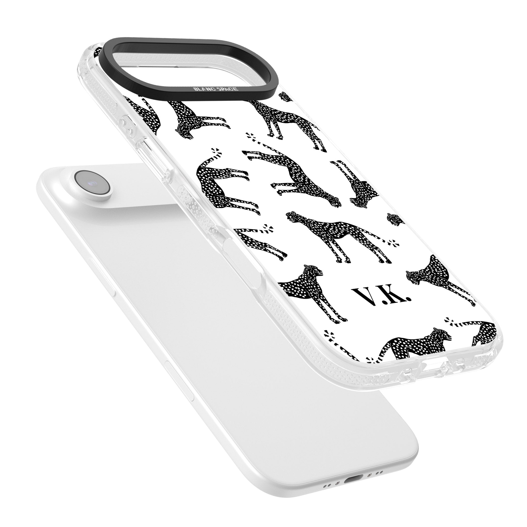 Personalised Black & White Cheetah Pattern iPhone 17 Air Impact Air Clear Phone Case Colours