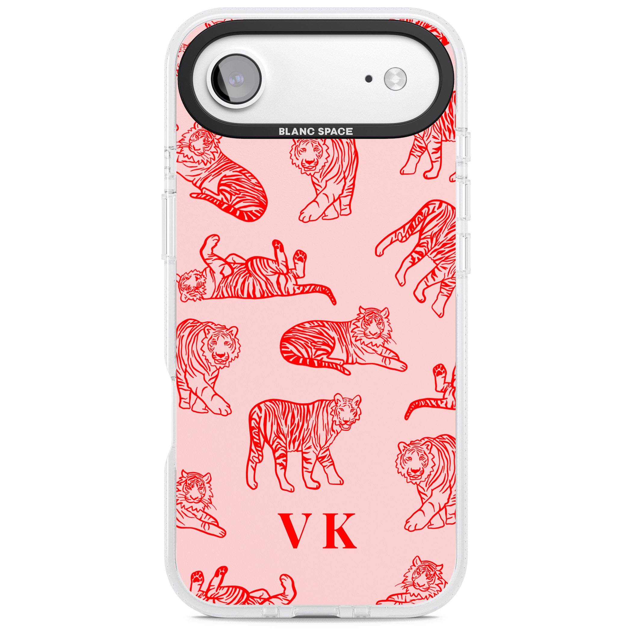 Personalised Red Tiger Outlines On Pink iPhone 17 Air Impact Air Clear Phone Case