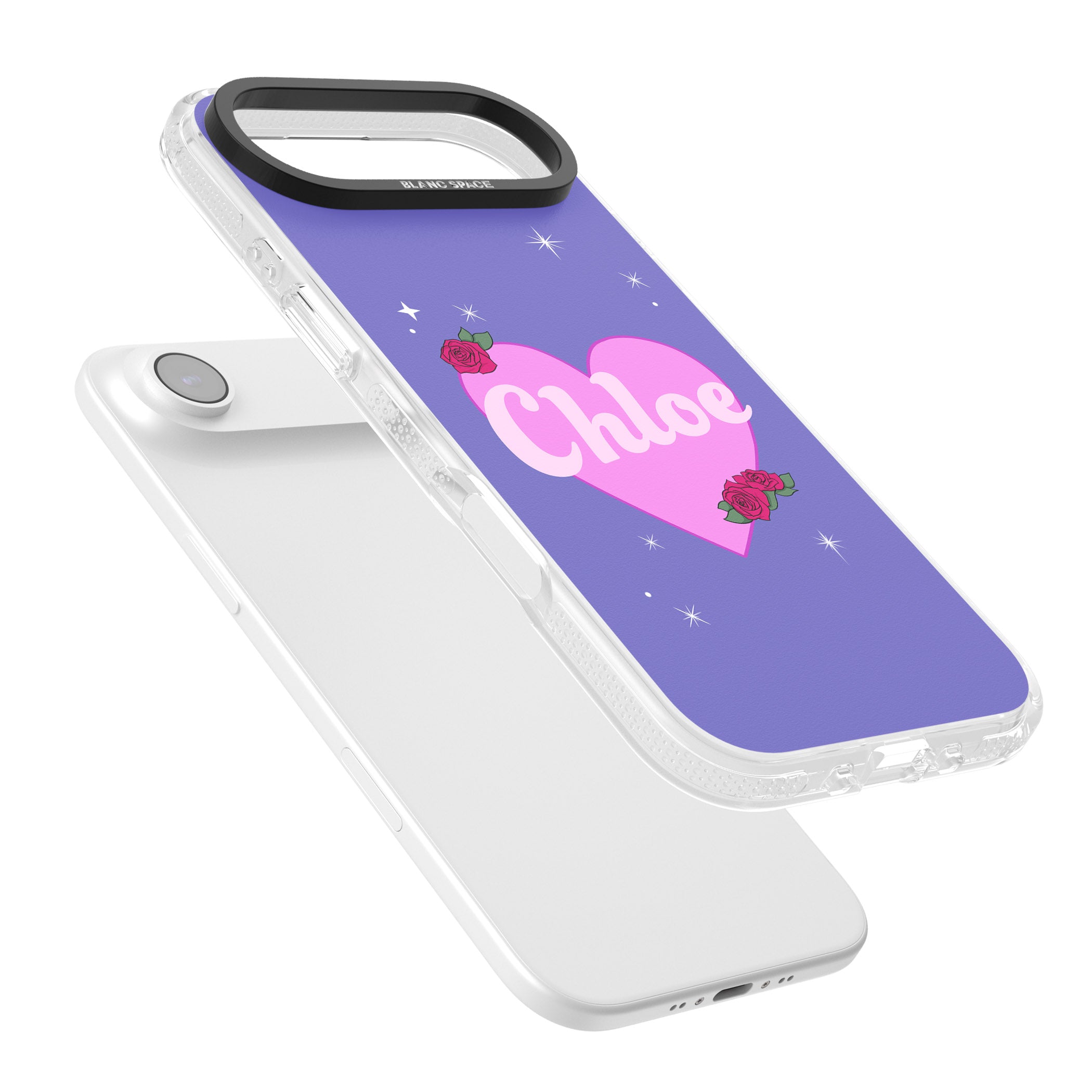 Personalised Glamorous Love Heart iPhone 17 Air Impact Air Clear Phone Case Colours