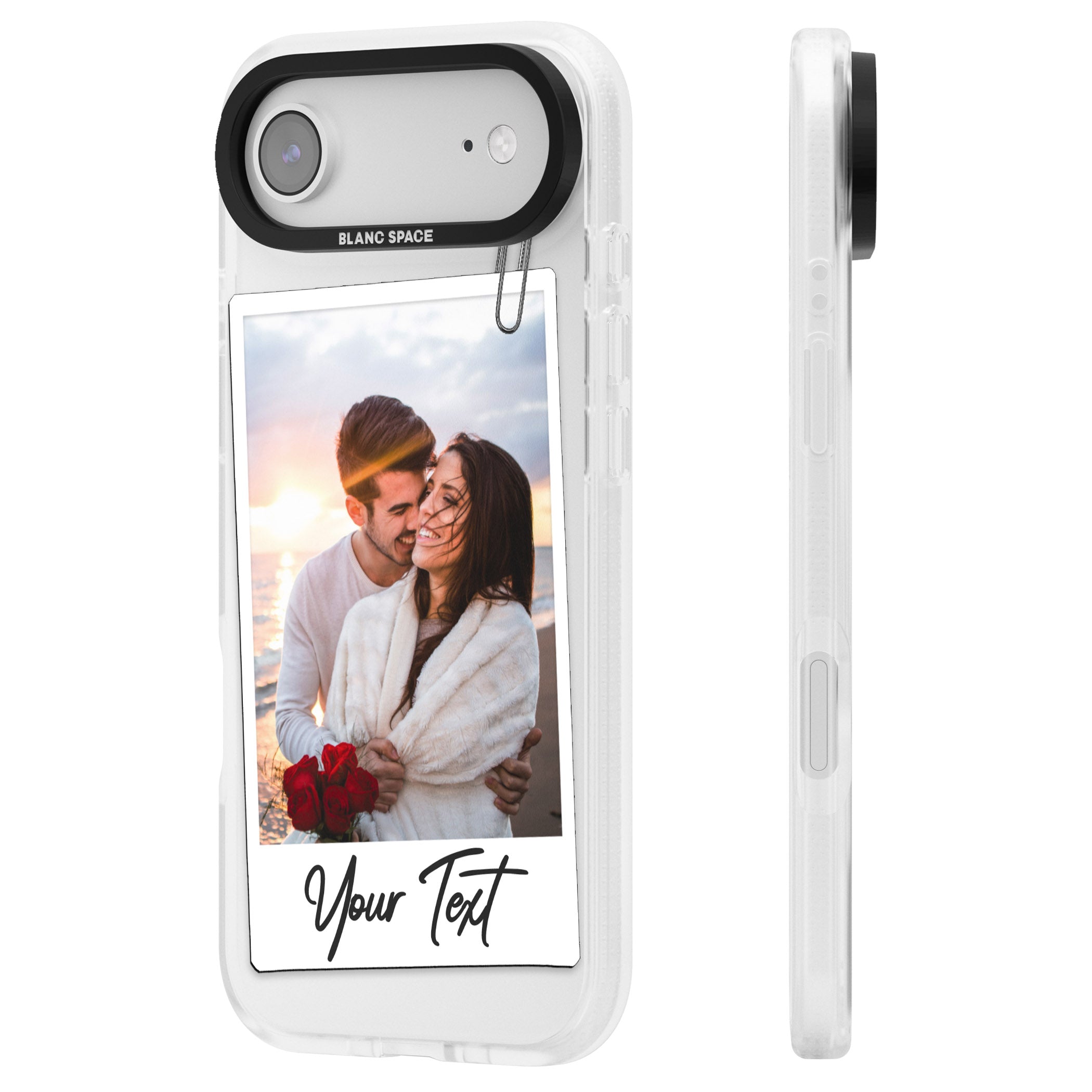Personalised Instant Camera Photo iPhone 17 Air Impact Air Clear Phone Case Side Profile