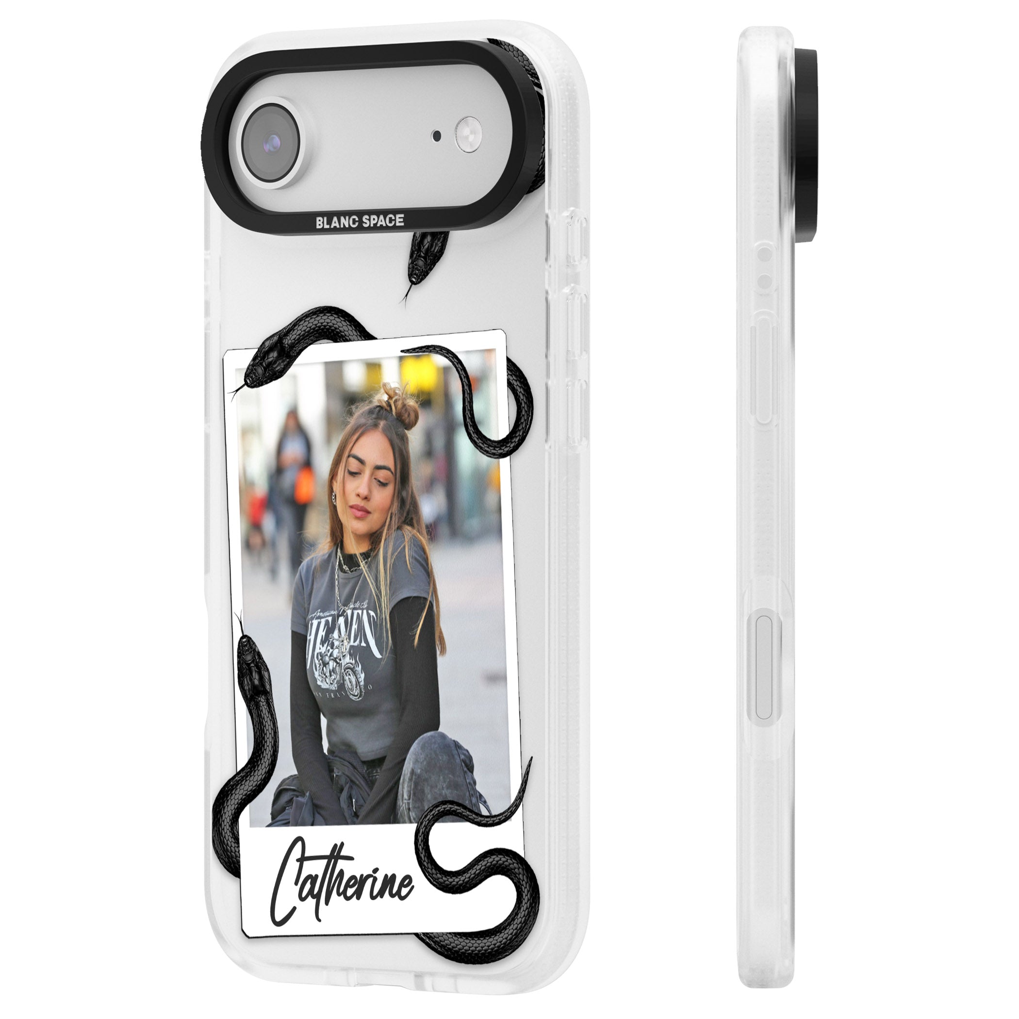 Personalised Snake Instant Photo iPhone 17 Air Impact Air Clear Phone Case Side Profile