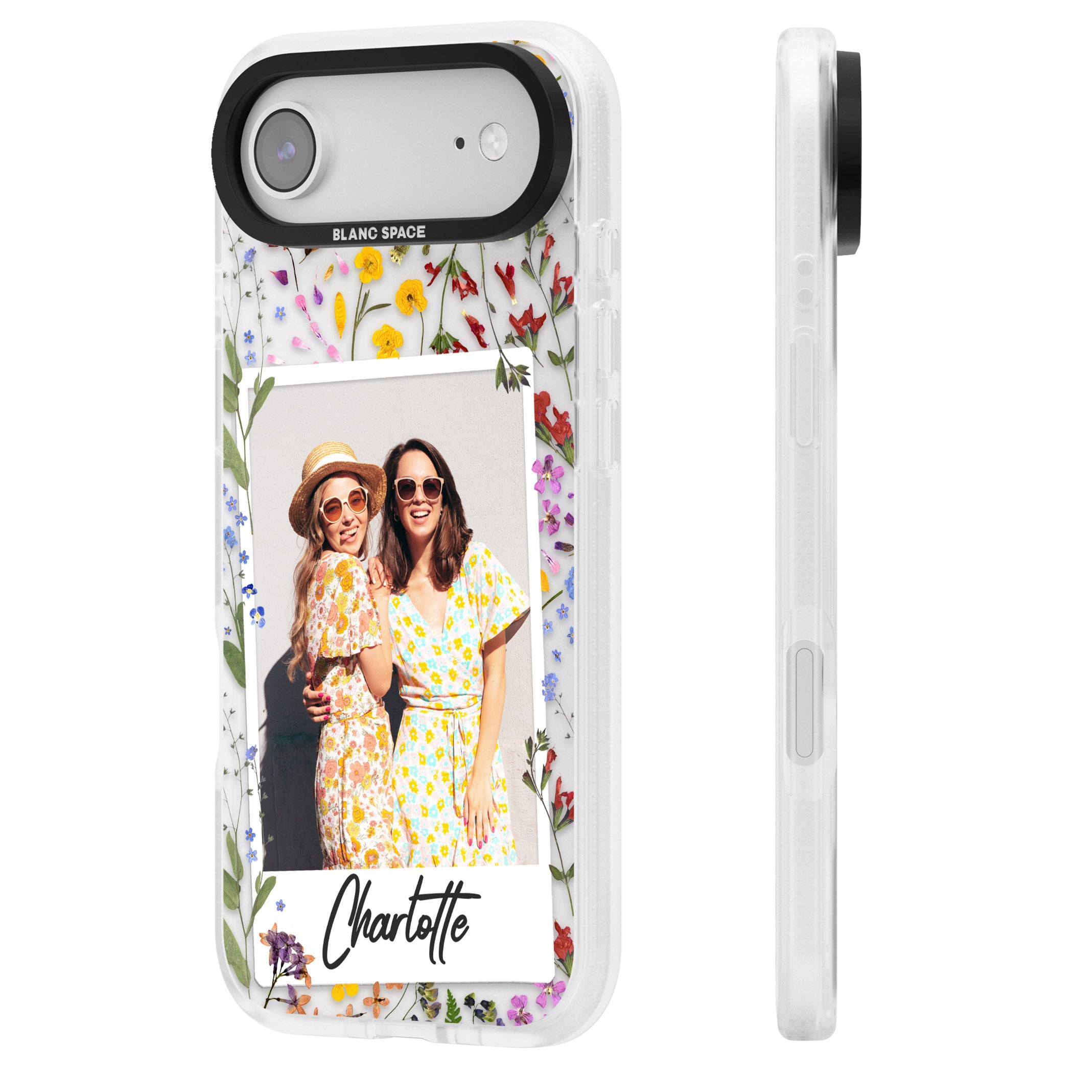 Personalised Wildflower Instant Photo iPhone 17 Air Impact Air Clear Phone Case Side Profile