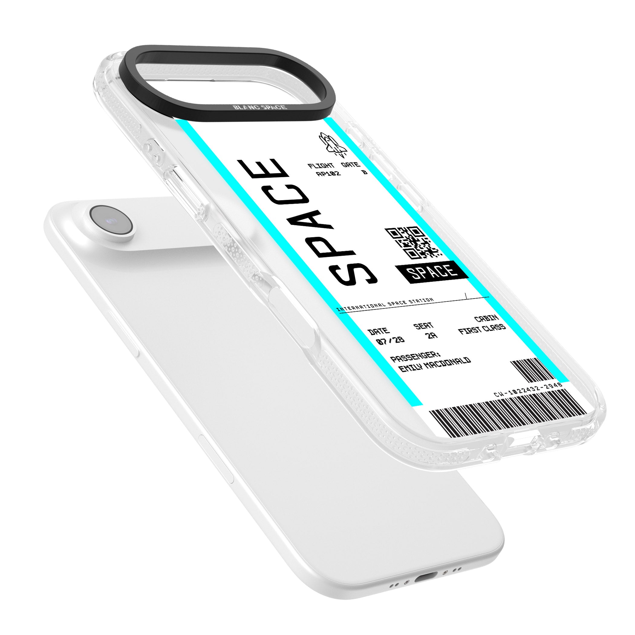 Personalised Space Travel Ticket iPhone 17 Air Impact Air Clear Phone Case Colours