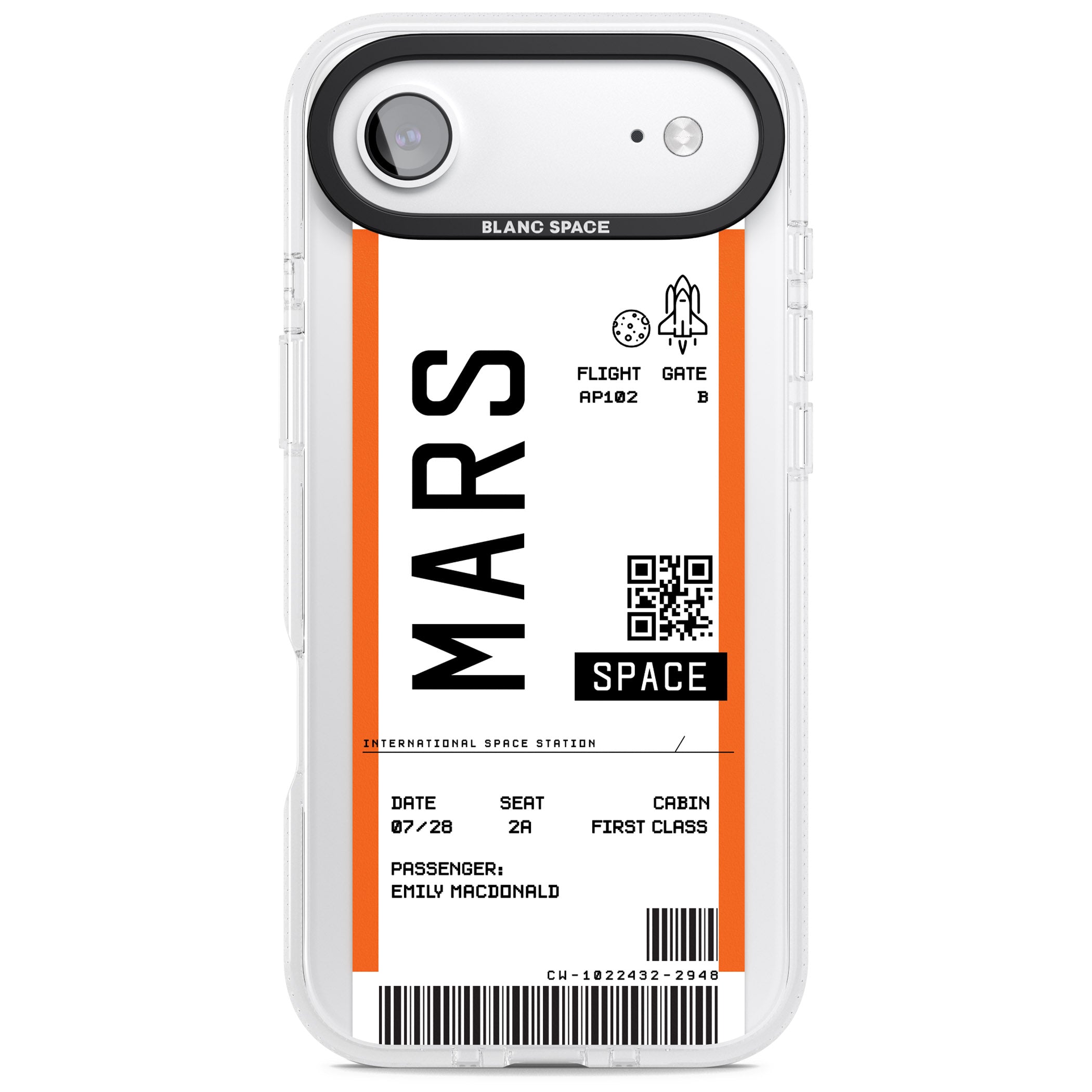 Personalised Mars Travel Ticket iPhone 17 Air Impact Air Clear Phone Case