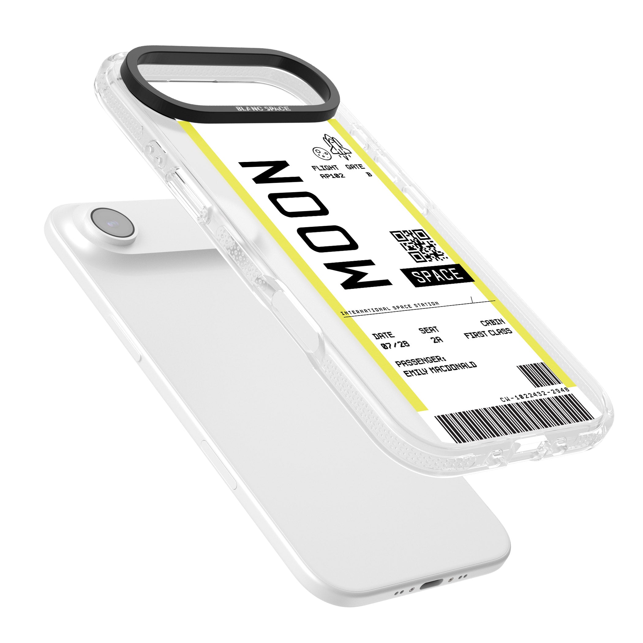Personalised Moon Travel Ticket iPhone 17 Air Impact Air Clear Phone Case Colours