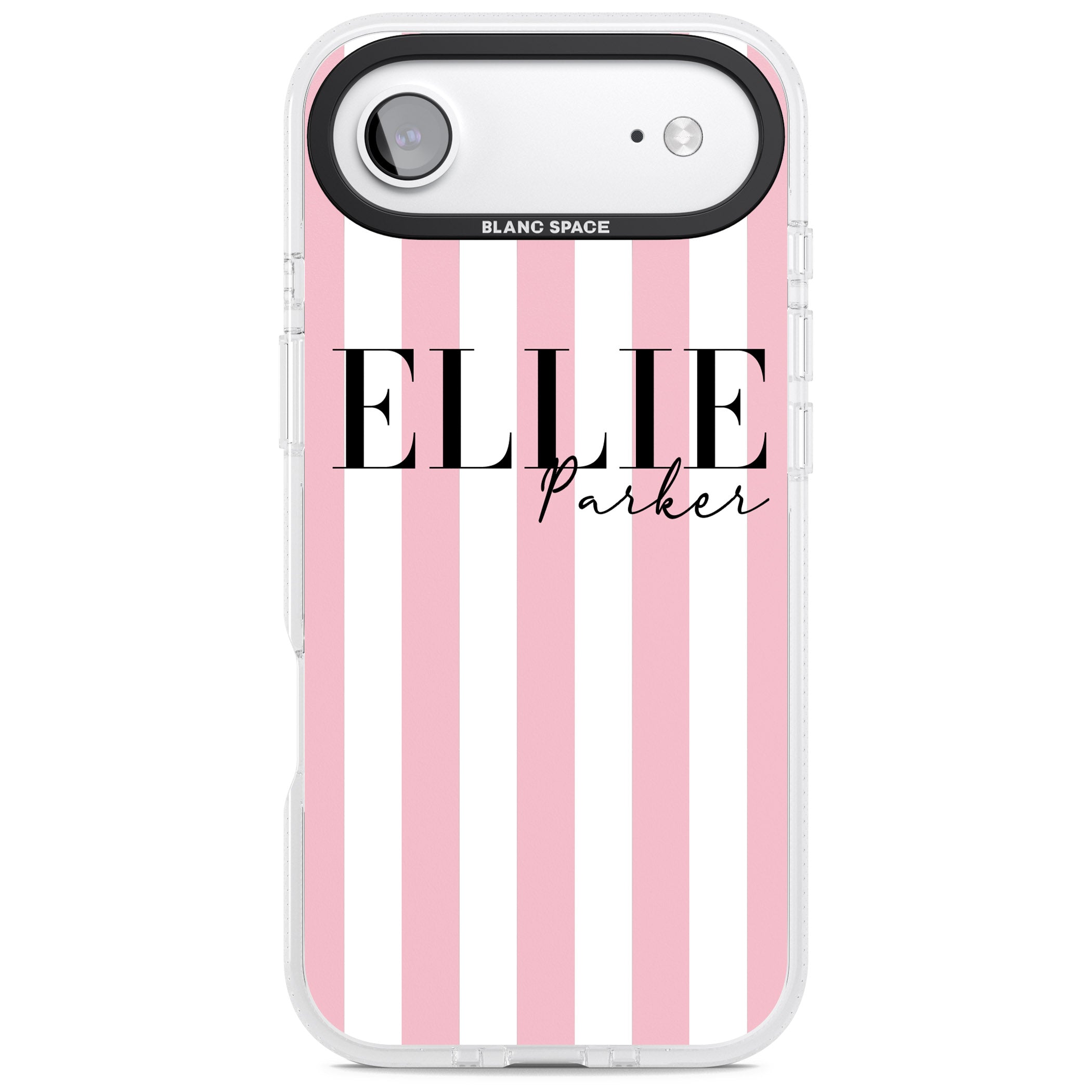 Personalised Pink Stripes iPhone 17 Air Impact Air Clear Phone Case