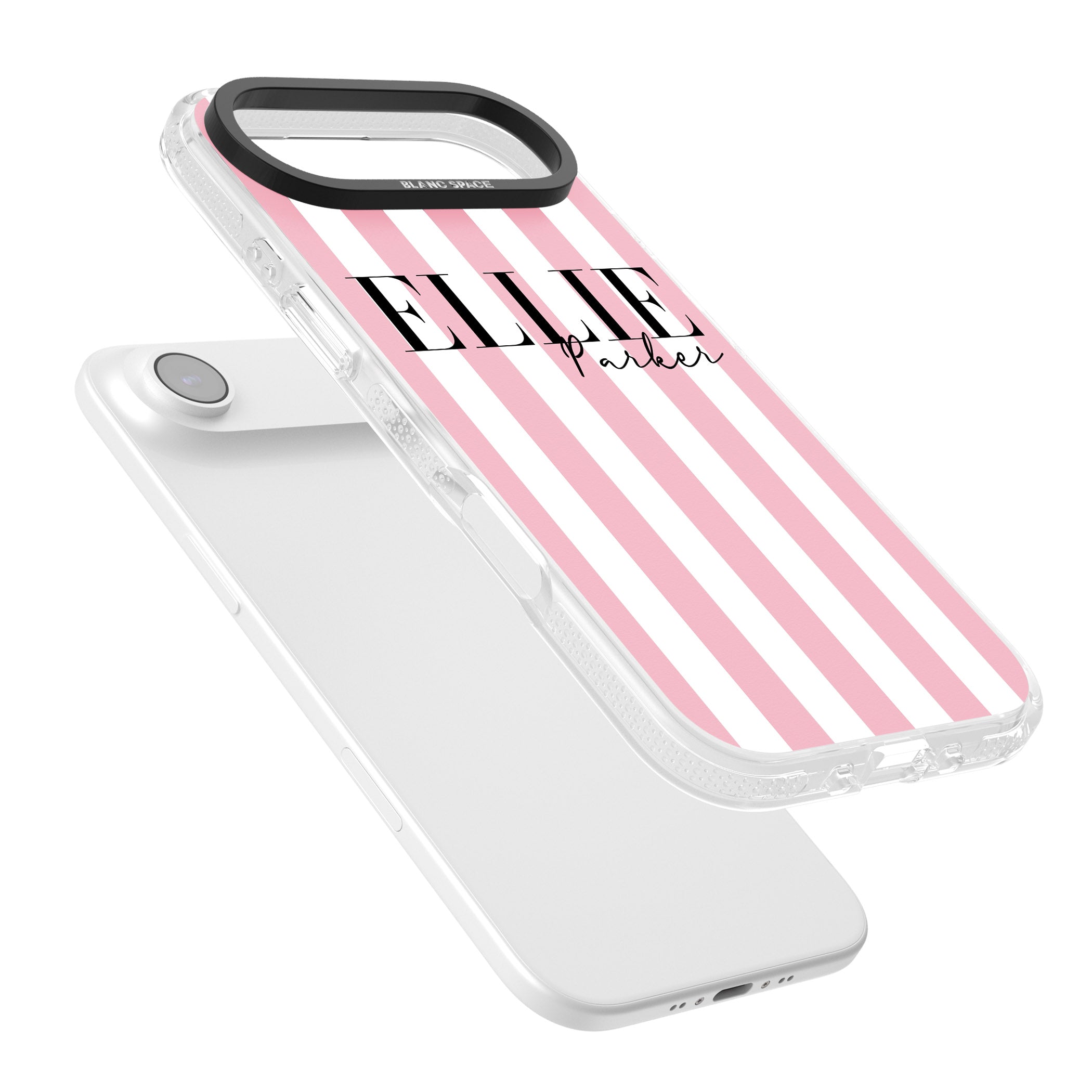 Personalised Pink Stripes iPhone 17 Air Impact Air Clear Phone Case Colours