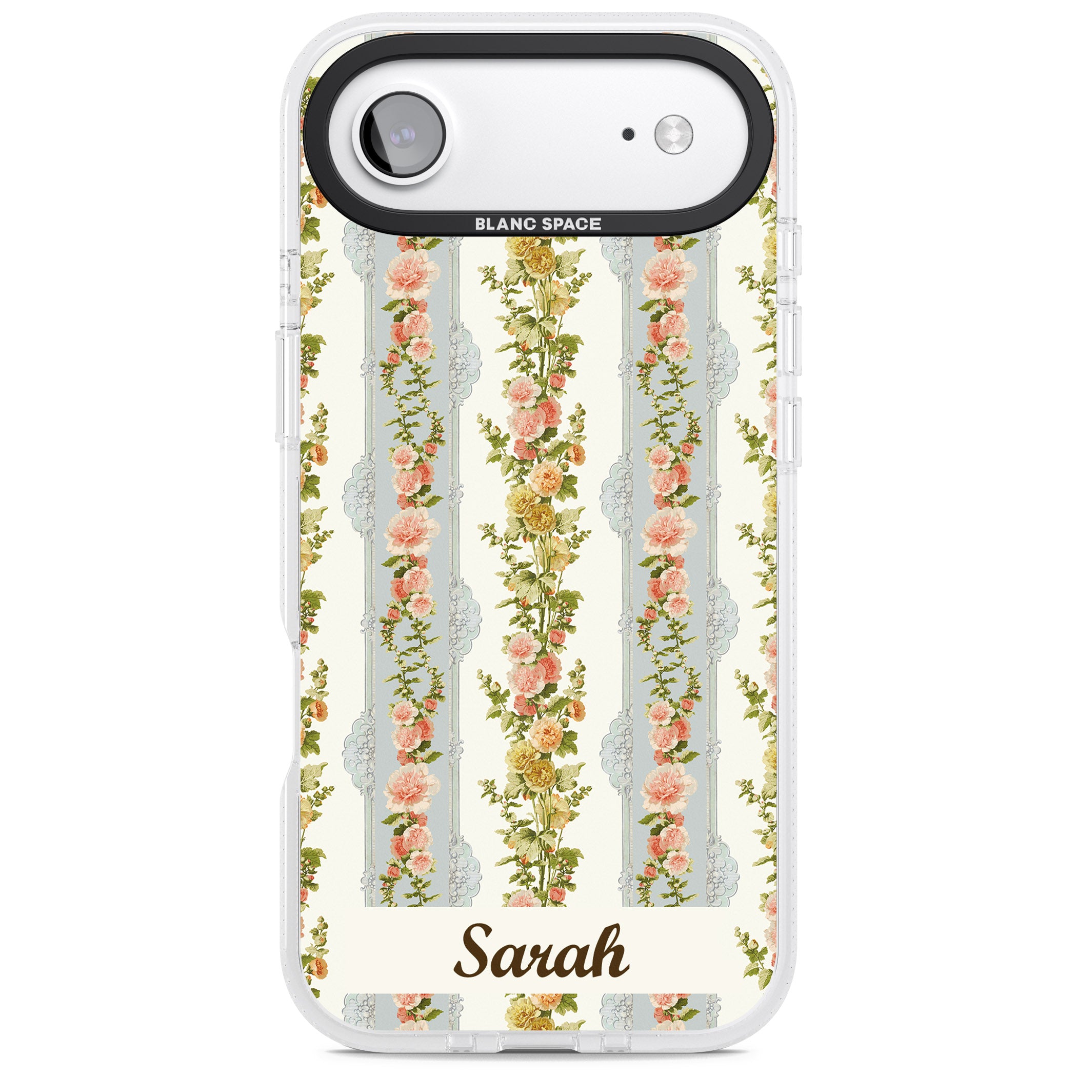 Personalised Vintage Floral Stripes iPhone 17 Air Impact Air Clear Phone Case