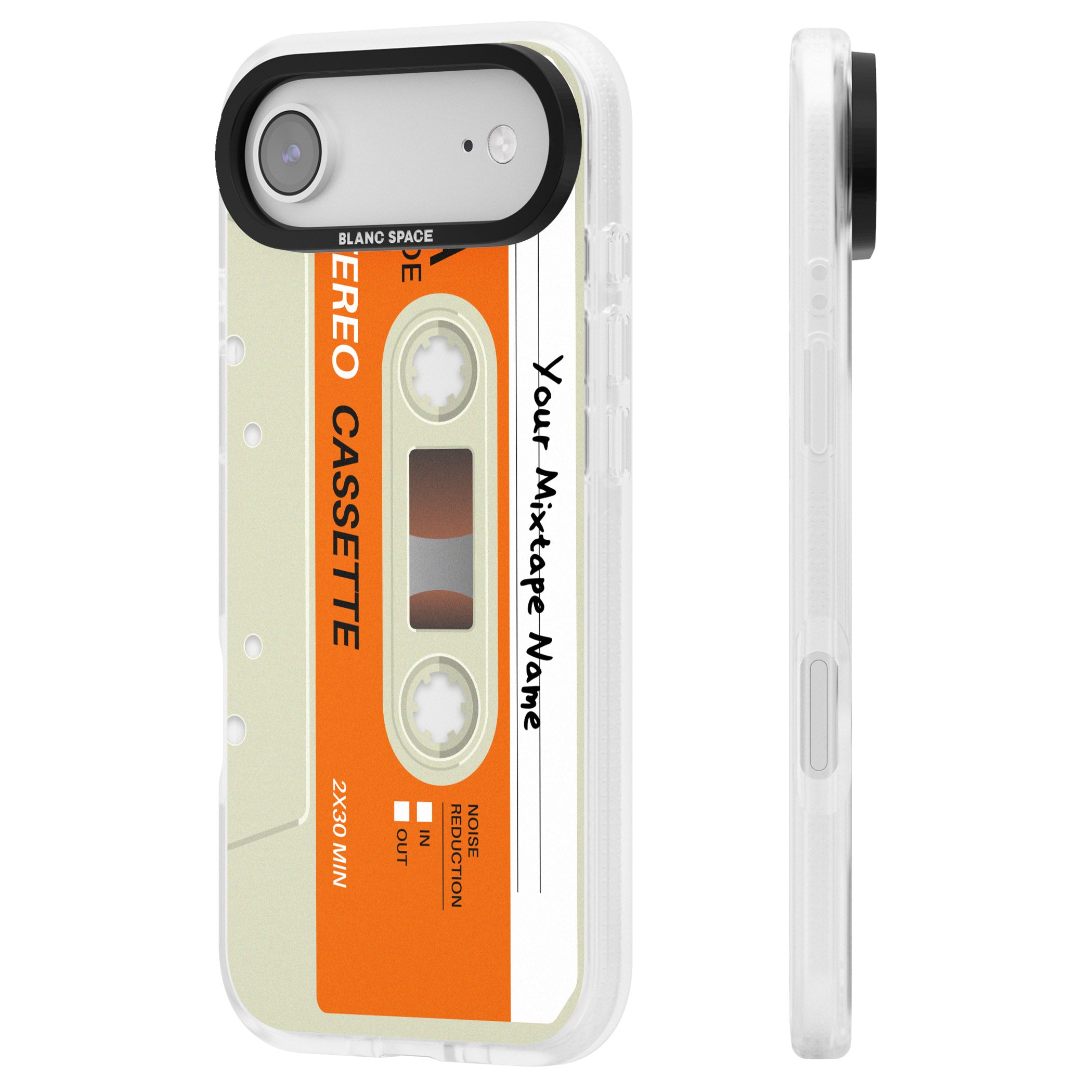 Personalised Retro Cassette Classic iPhone 17 Air Impact Air Clear Phone Case Side Profile