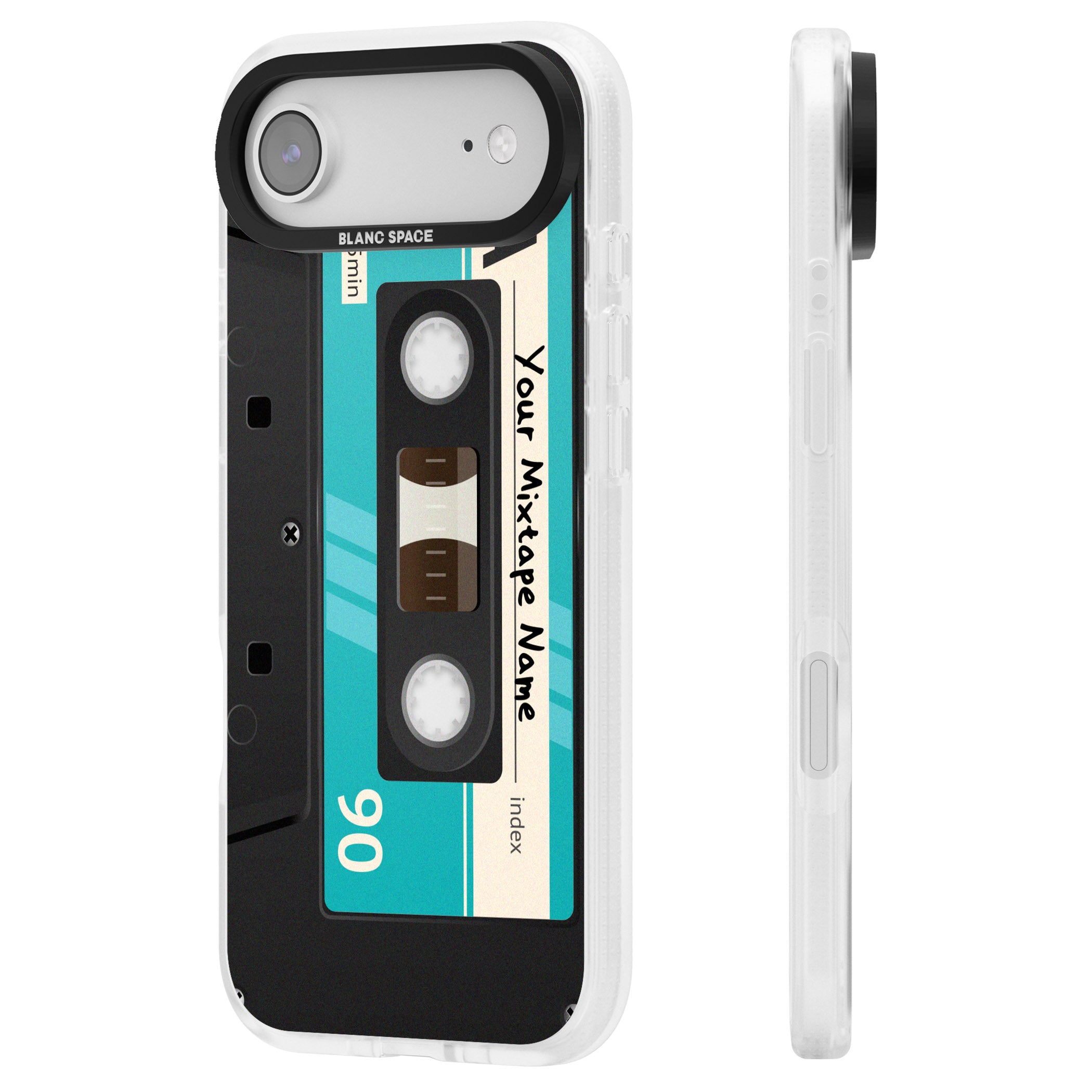 Personalised Retro Mixtape Dark iPhone 17 Air Impact Air Clear Phone Case Side Profile