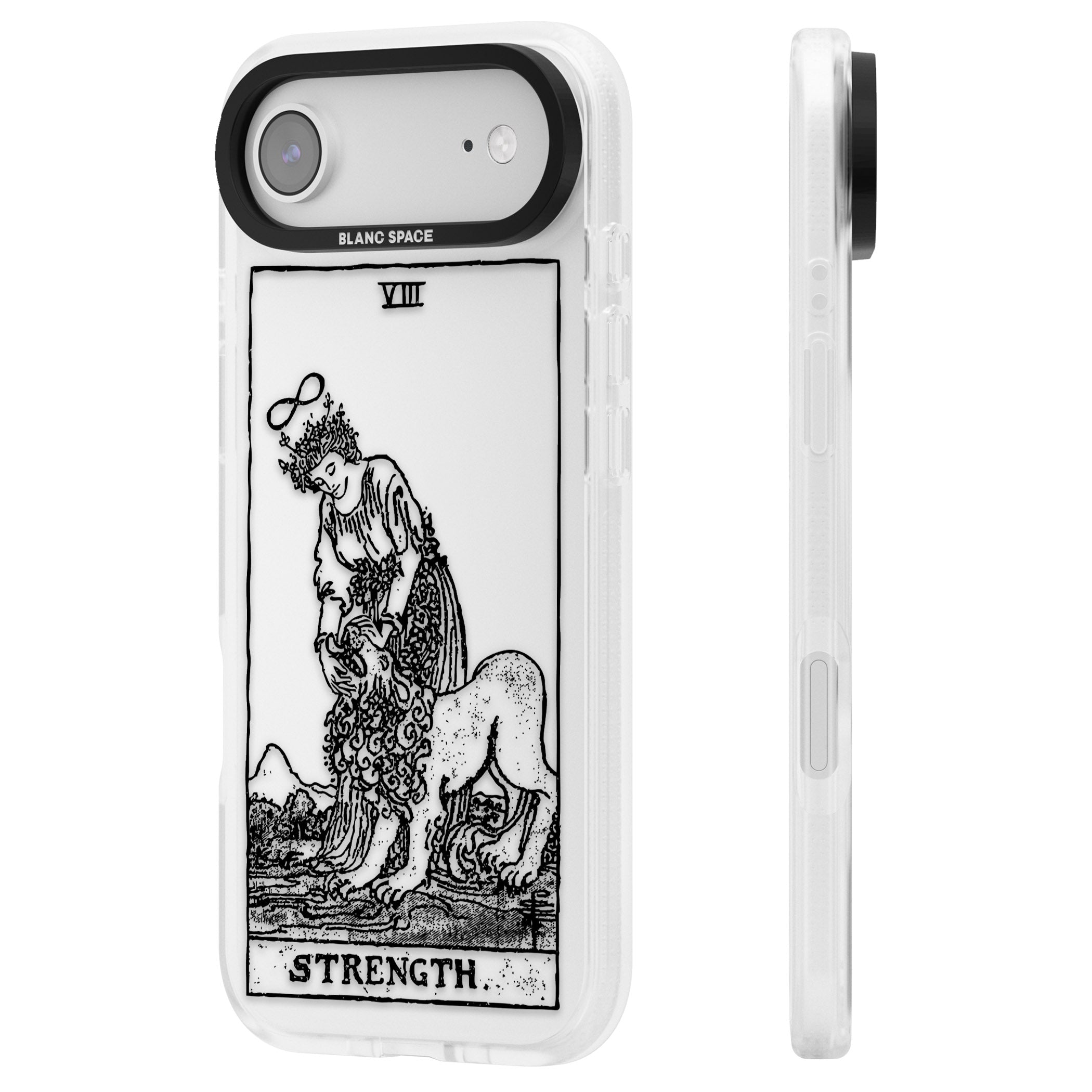 Personalised Strength Tarot Card (Clear) iPhone 17 Air Impact Air Clear Phone Case Side Profile