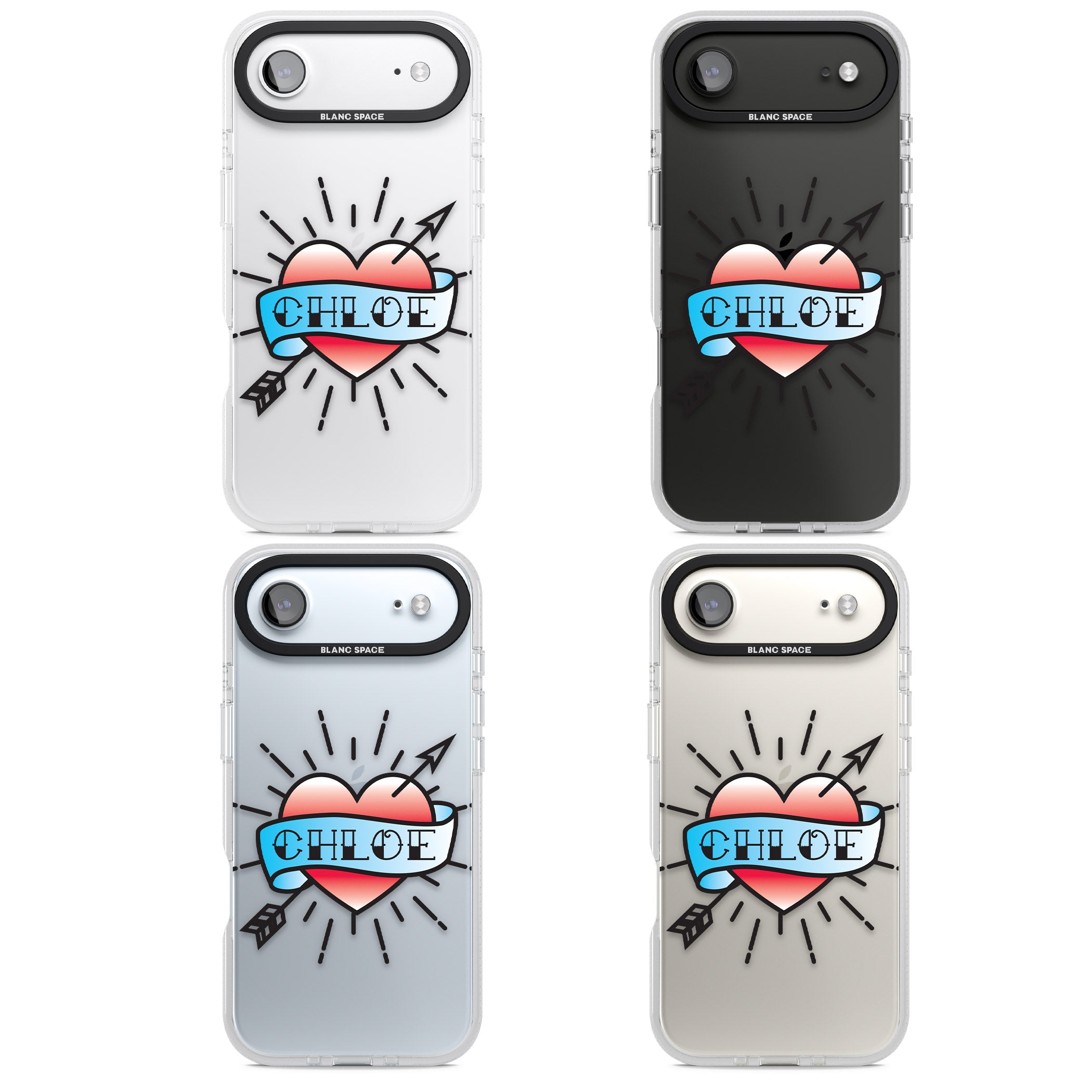 Personalised Heart Tattoo iPhone 17 Air Impact Air Clear Phone Case APT Impact Protection