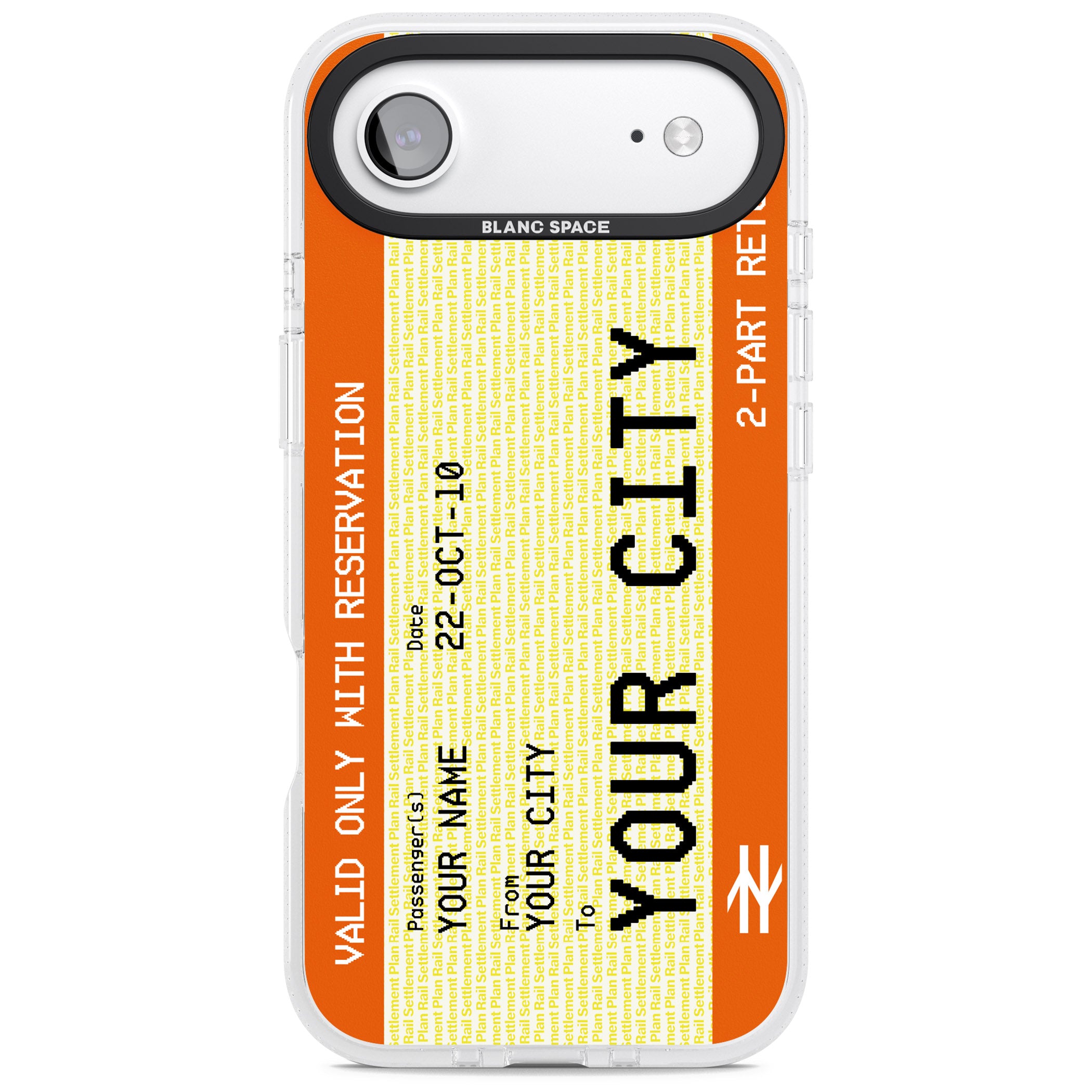 Personalised Create Your Own Train Ticket iPhone 17 Air Impact Air Clear Phone Case