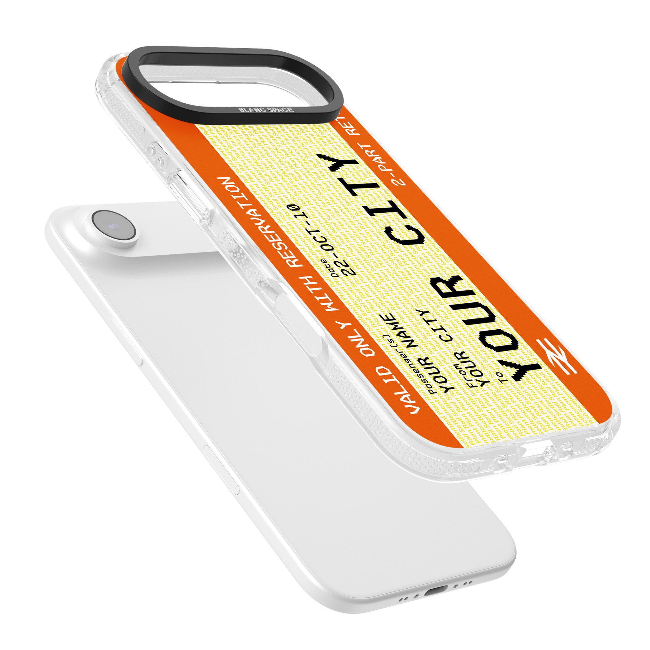 Personalised Create Your Own Train Ticket iPhone 17 Air Impact Air Clear Phone Case Colours