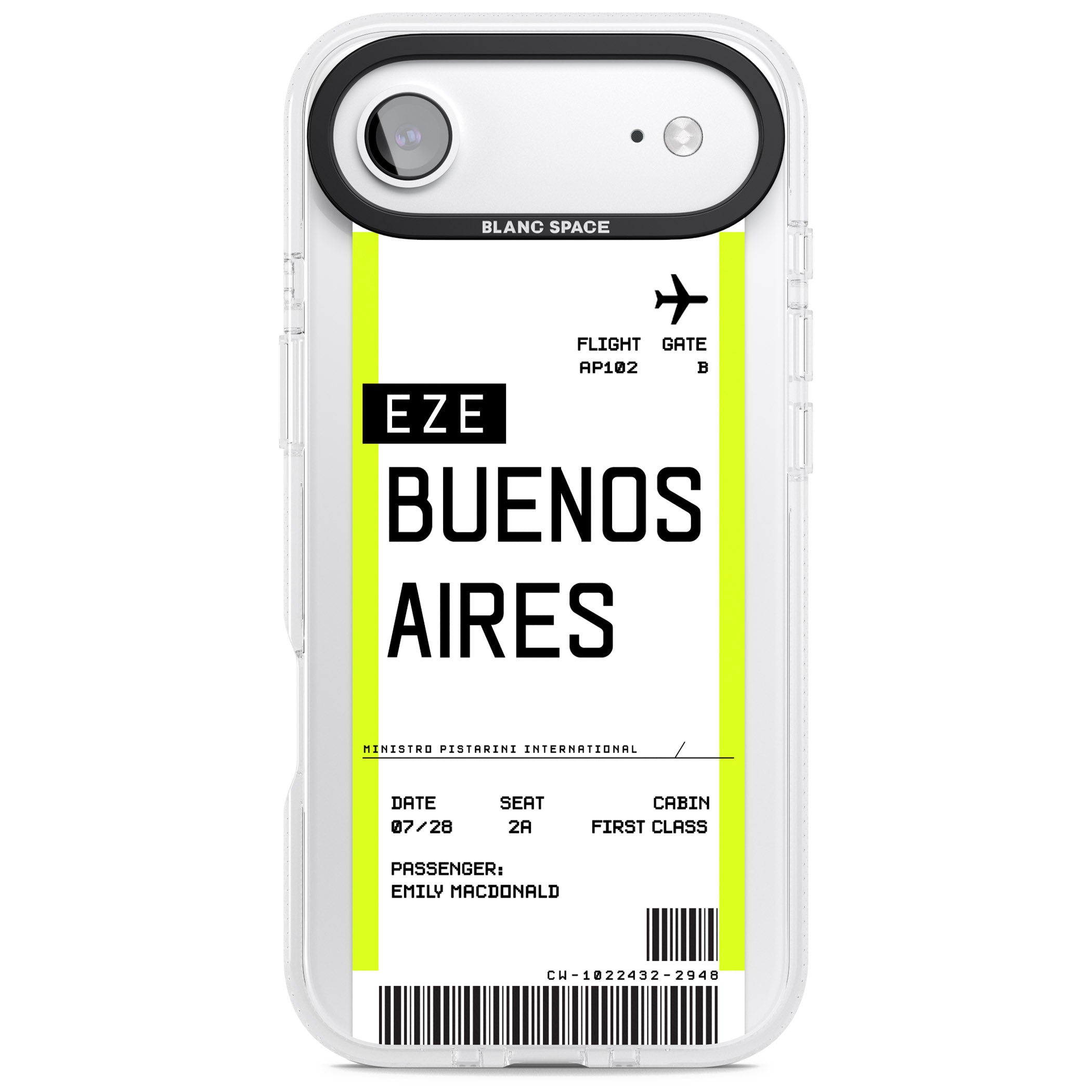 Personalised Buenos Aires Boarding Pass iPhone 17 Air Impact Air Clear Phone Case