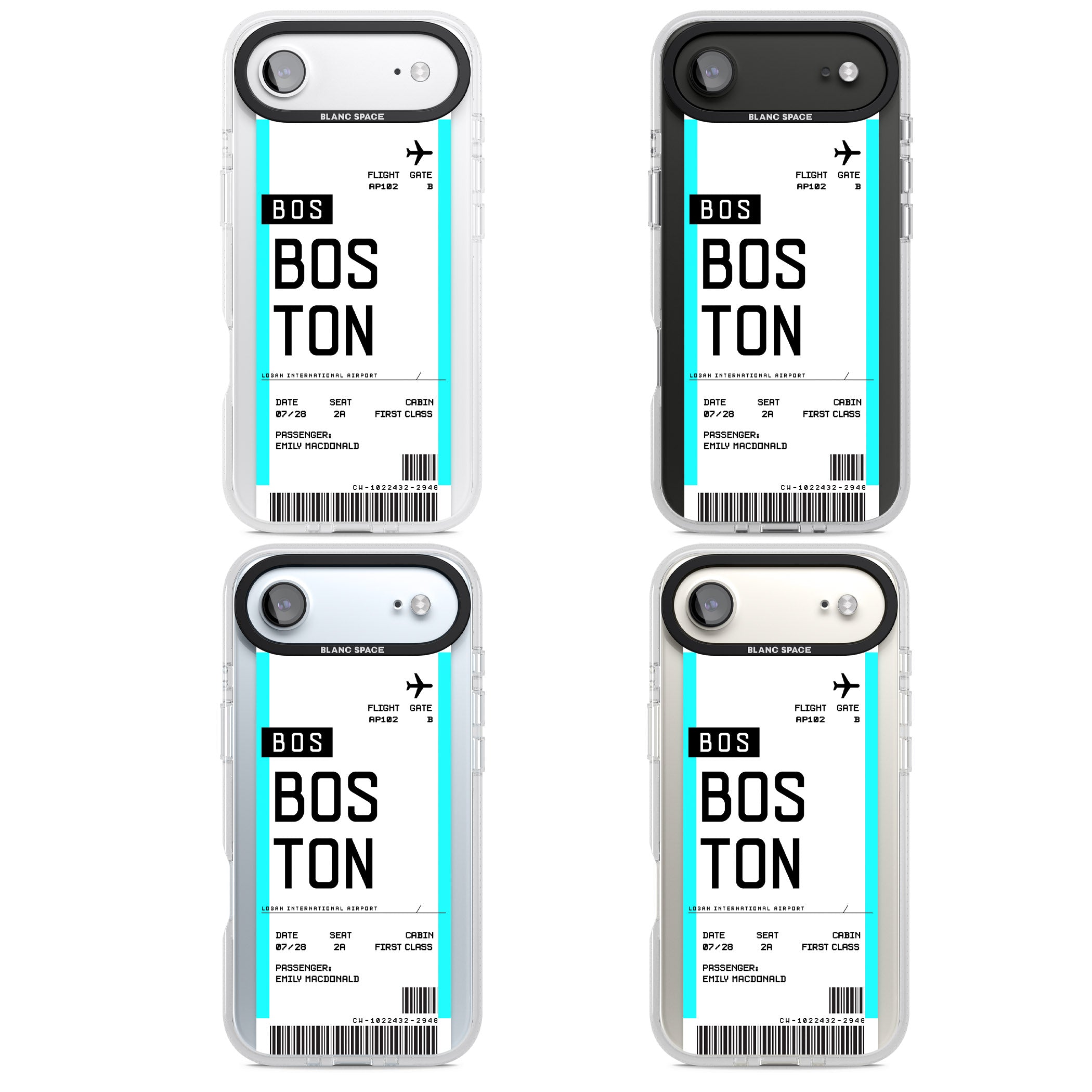 Personalised Boston Boarding Pass iPhone 17 Air Impact Air Clear Phone Case APT Impact Protection