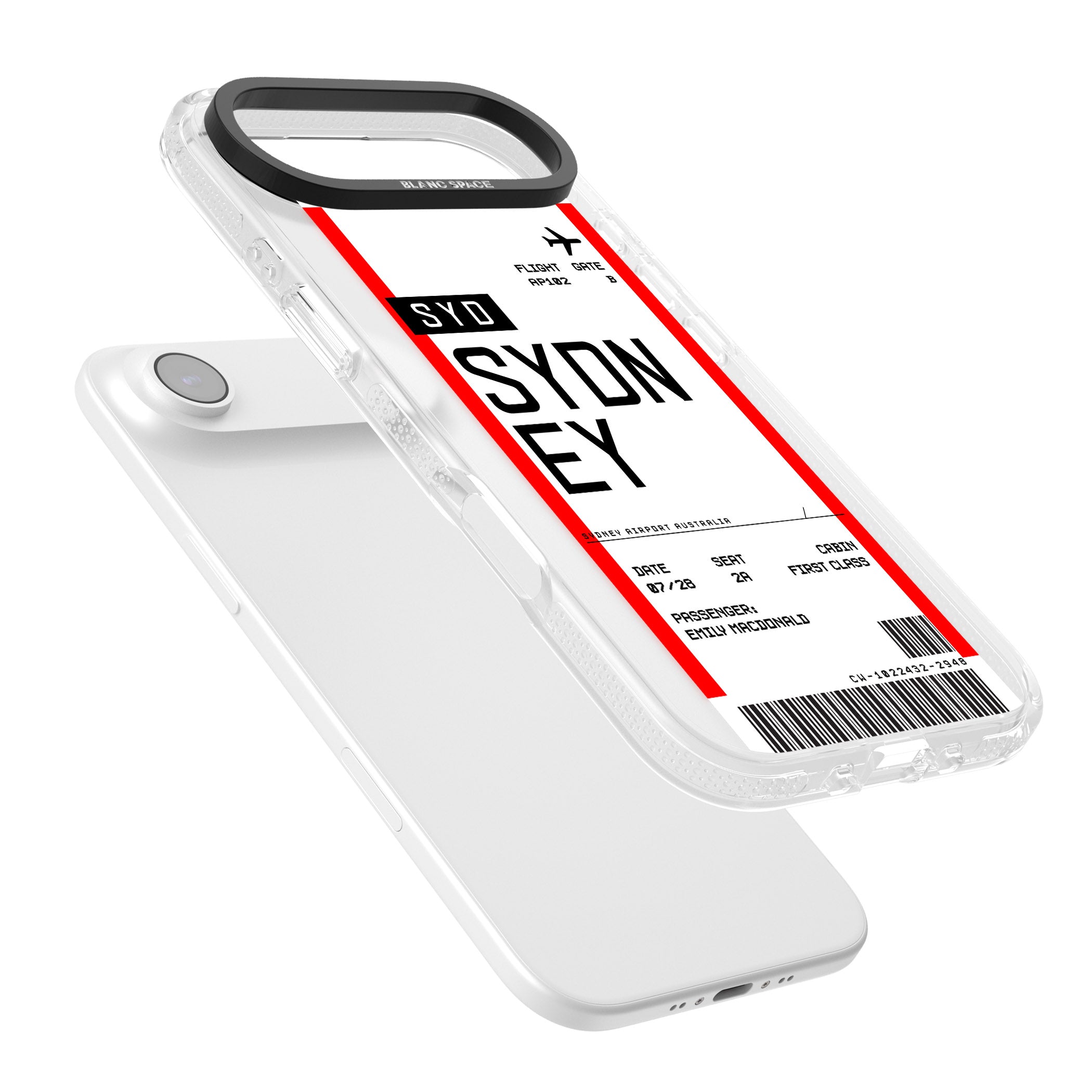 Personalised Sydney Boarding Pass iPhone 17 Air Impact Air Clear Phone Case Colours