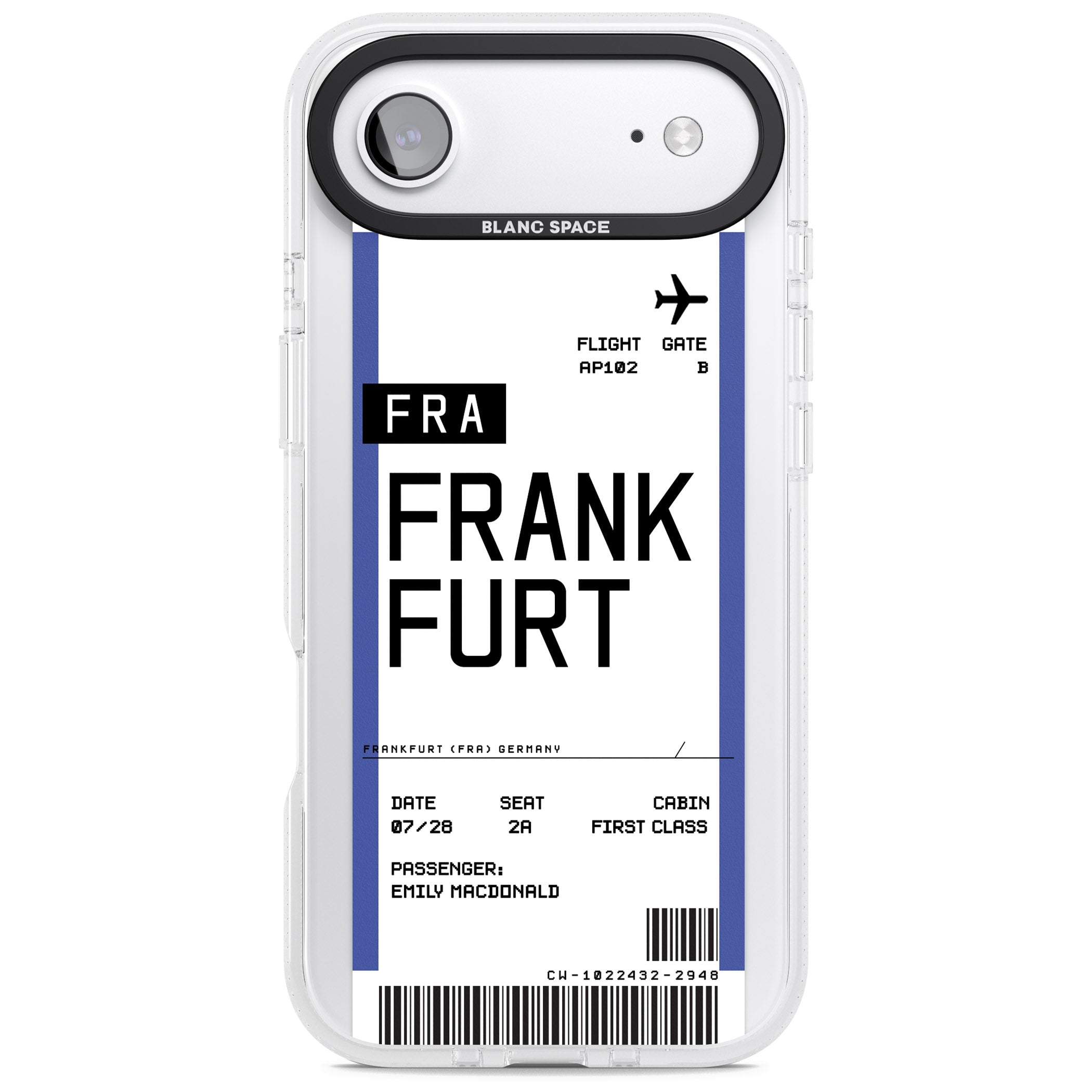 Personalised Frankfurt Boarding Pass iPhone 17 Air Impact Air Clear Phone Case