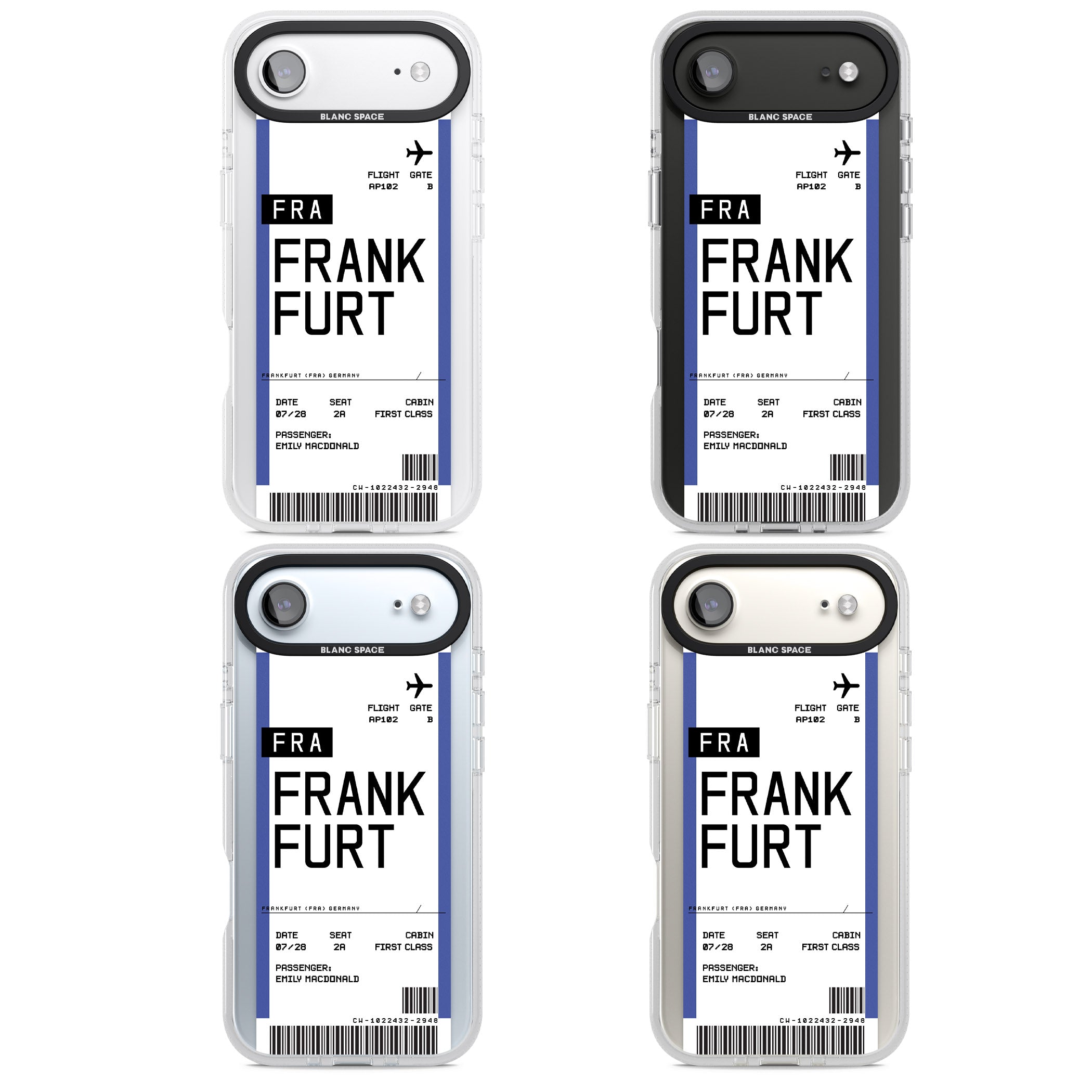 Personalised Frankfurt Boarding Pass iPhone 17 Air Impact Air Clear Phone Case APT Impact Protection