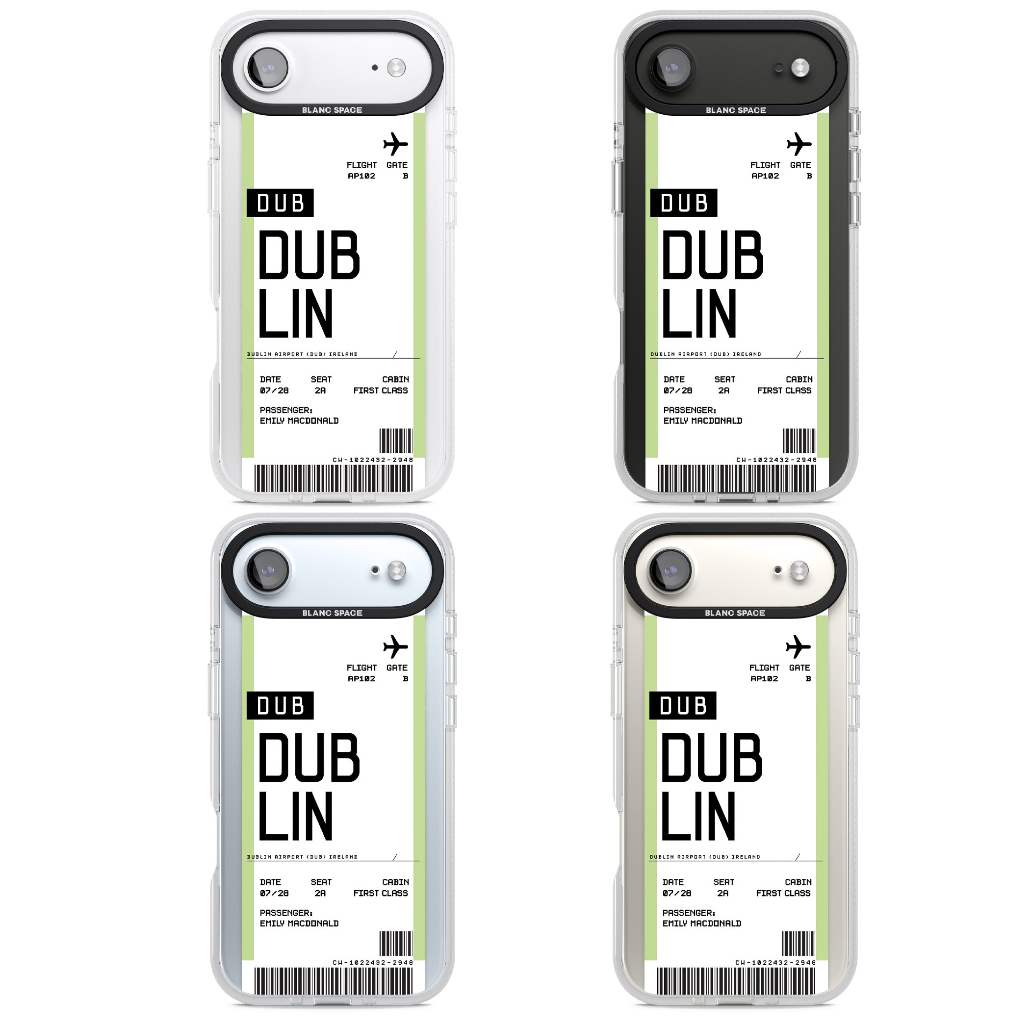 Personalised Dublin Boarding Pass iPhone 17 Air Impact Air Clear Phone Case APT Impact Protection